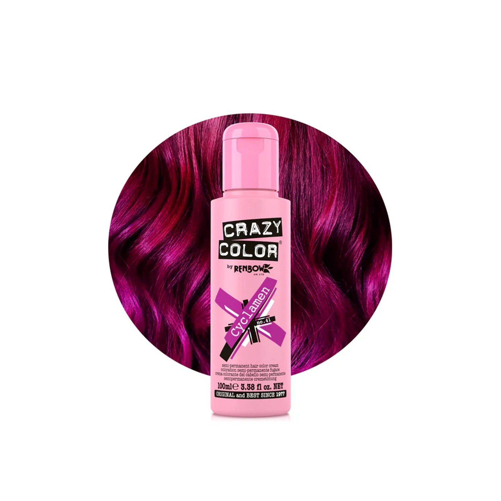 Crazy Color Semi-Permanent Hair Color Cream 41 Cyclamen 100ml (3.38floz)