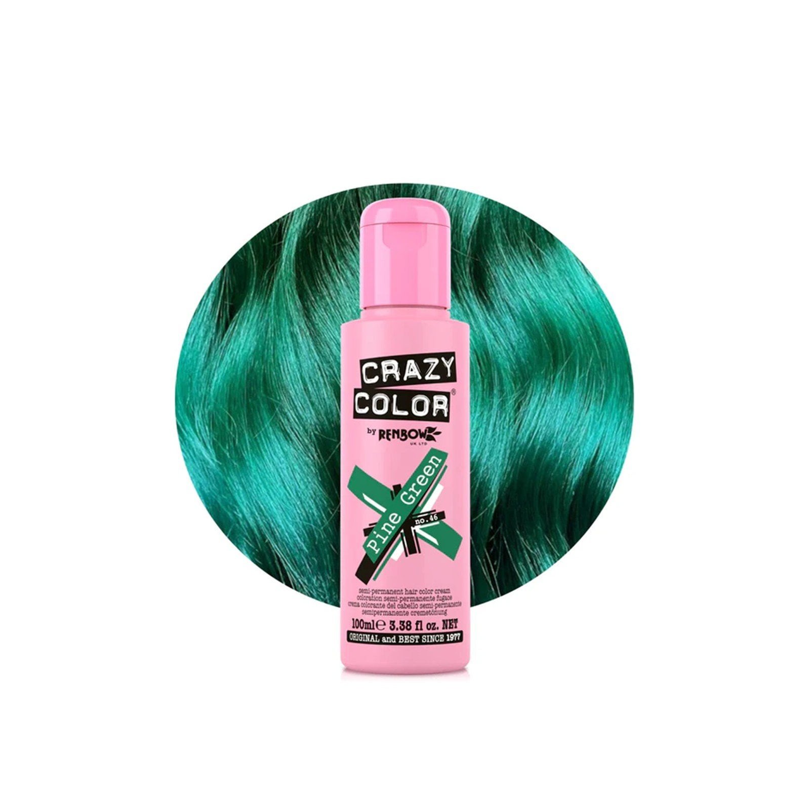 Crazy Color Semi-Permanent Hair Color Cream 46 Pine Green 100ml (3.38floz)