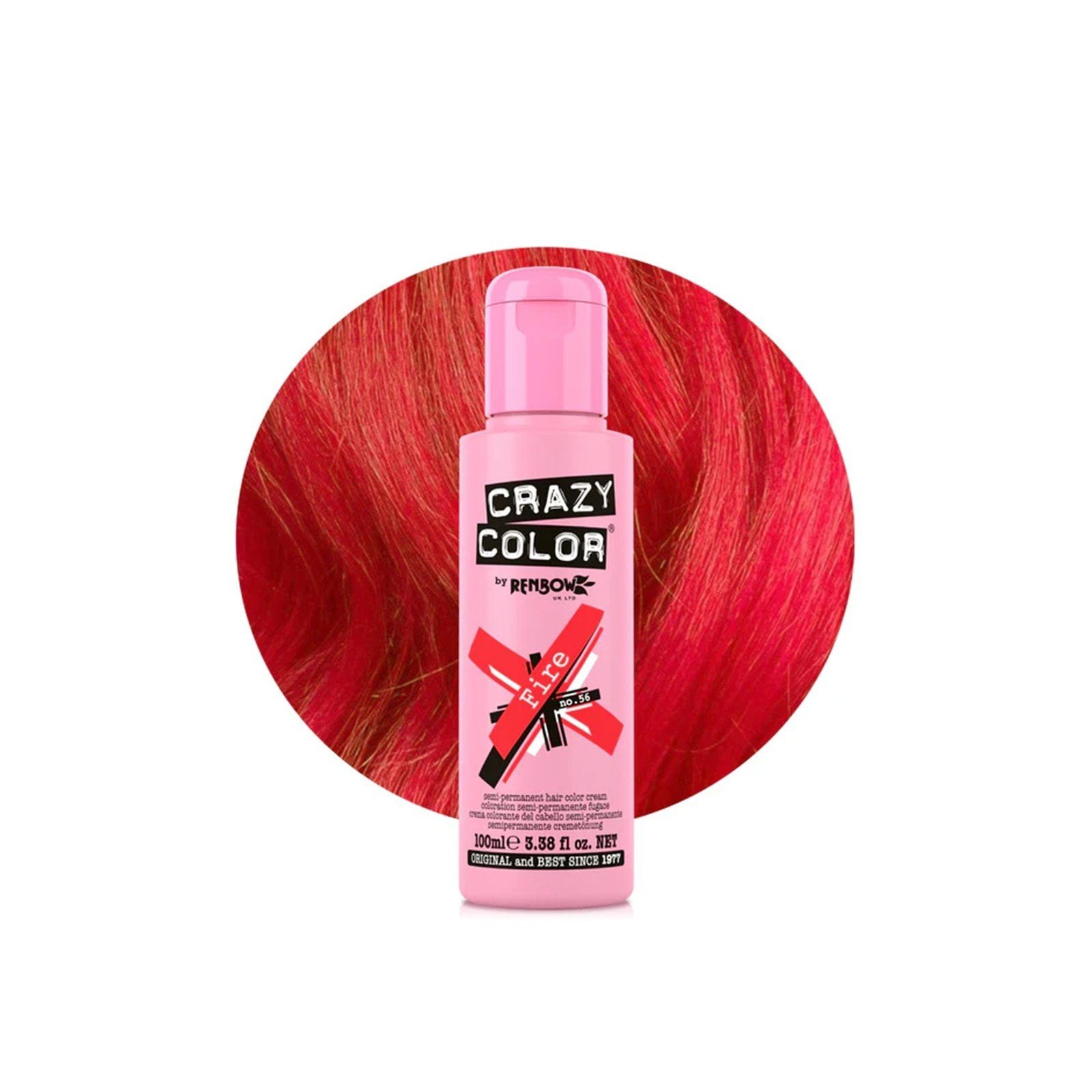 Crazy Color Semi-Permanent Hair Color Cream 56 Fire 100ml (3.38floz)