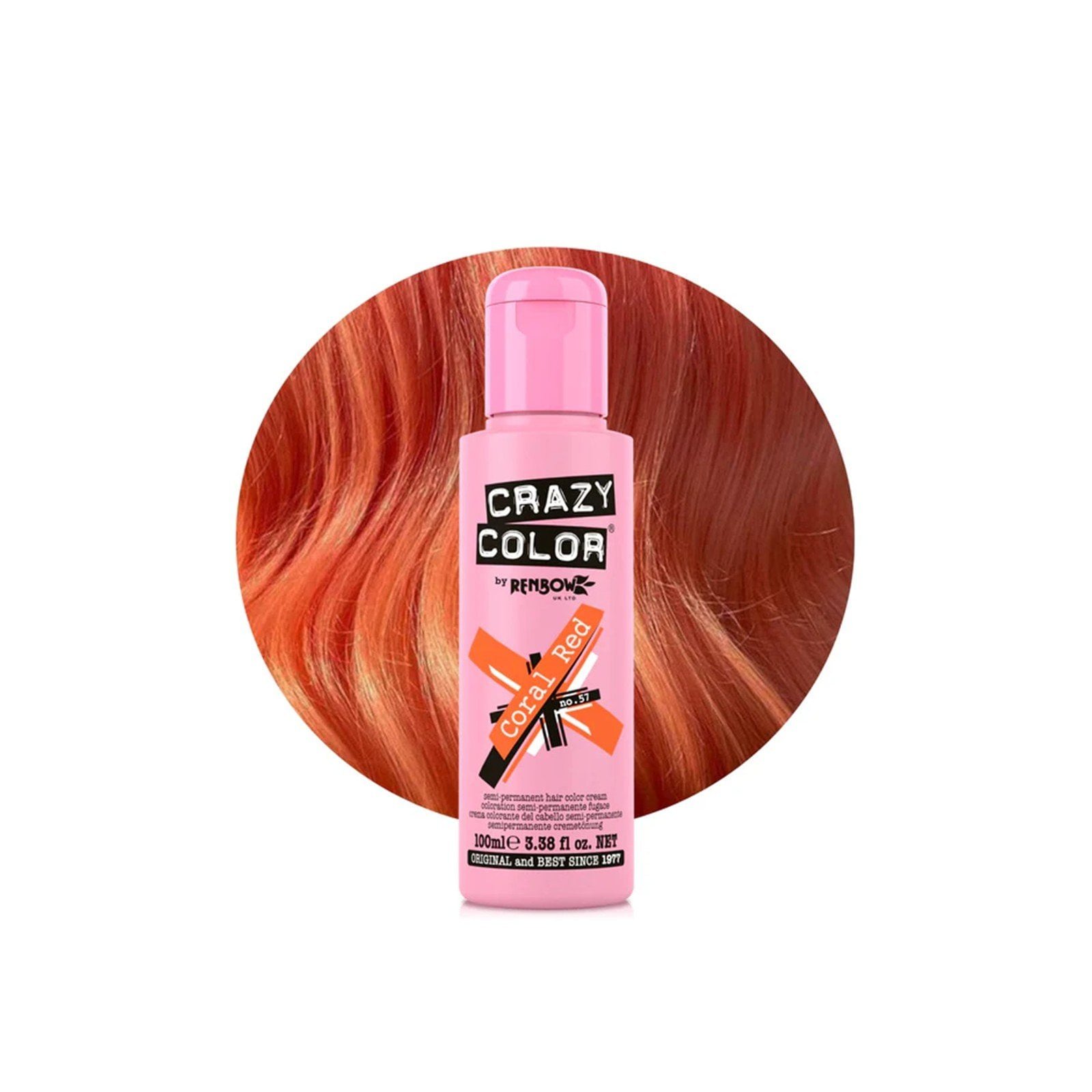 Crazy Color Semi-Permanent Hair Color Cream 57 Coral Red 100ml