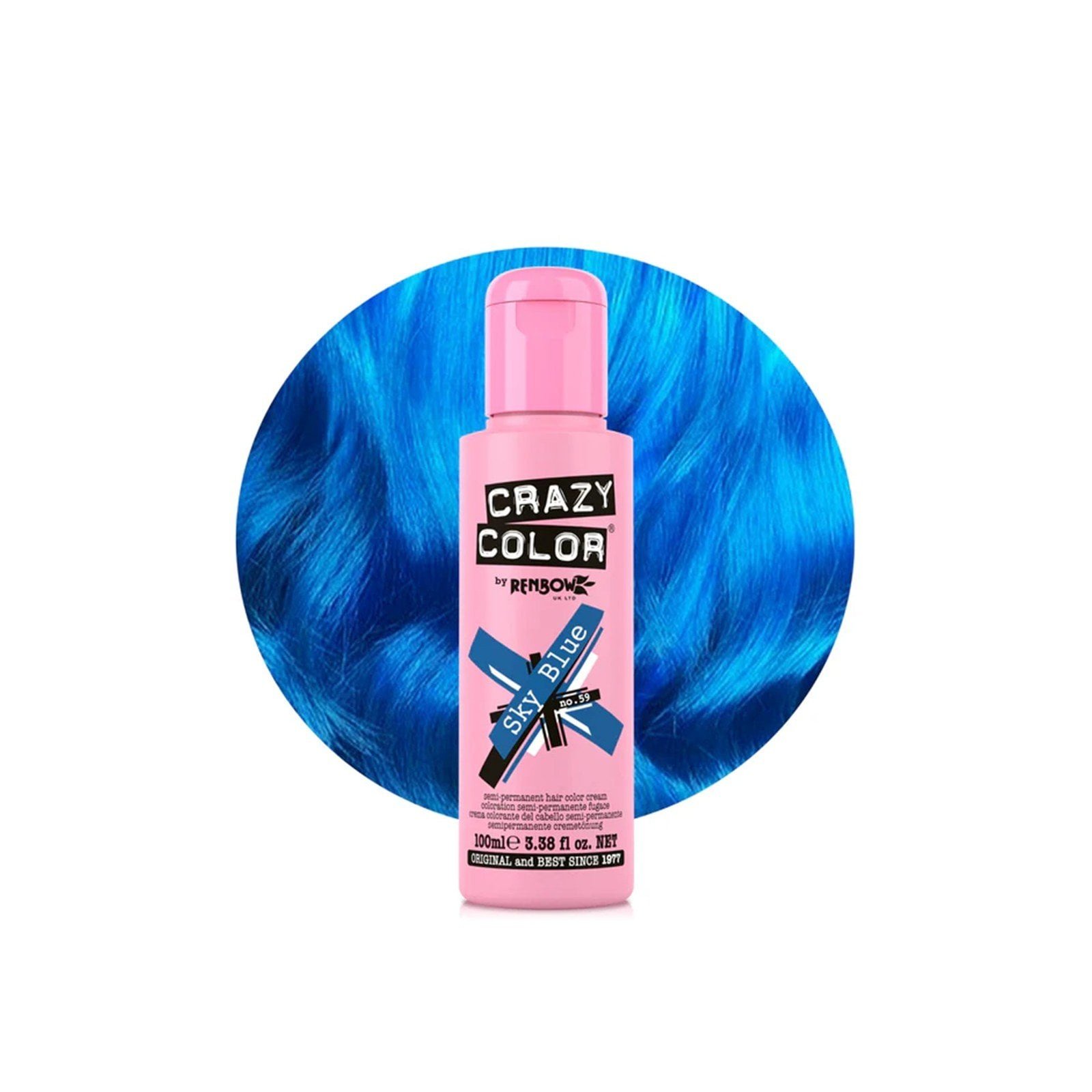 Crazy Color Semi-Permanent Hair Color Cream 59 Sky Blue 100ml