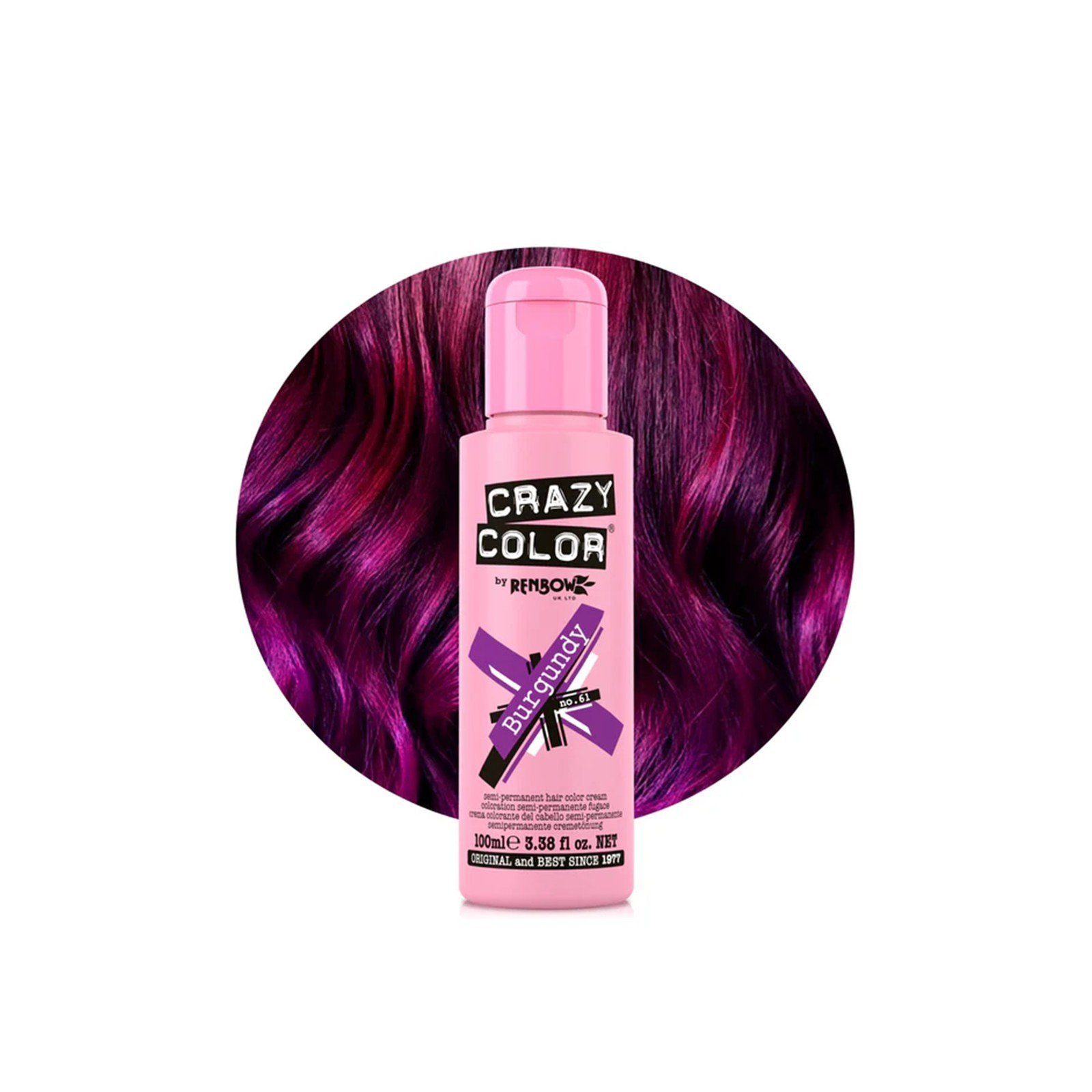 Crazy Color Semi-Permanent Hair Color Cream 61 Burgundy 100ml