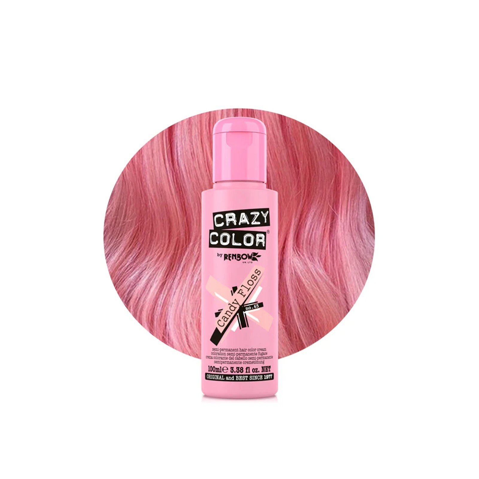 Crazy Color Semi-Permanent Hair Color Cream 65 Candy Floss 100ml