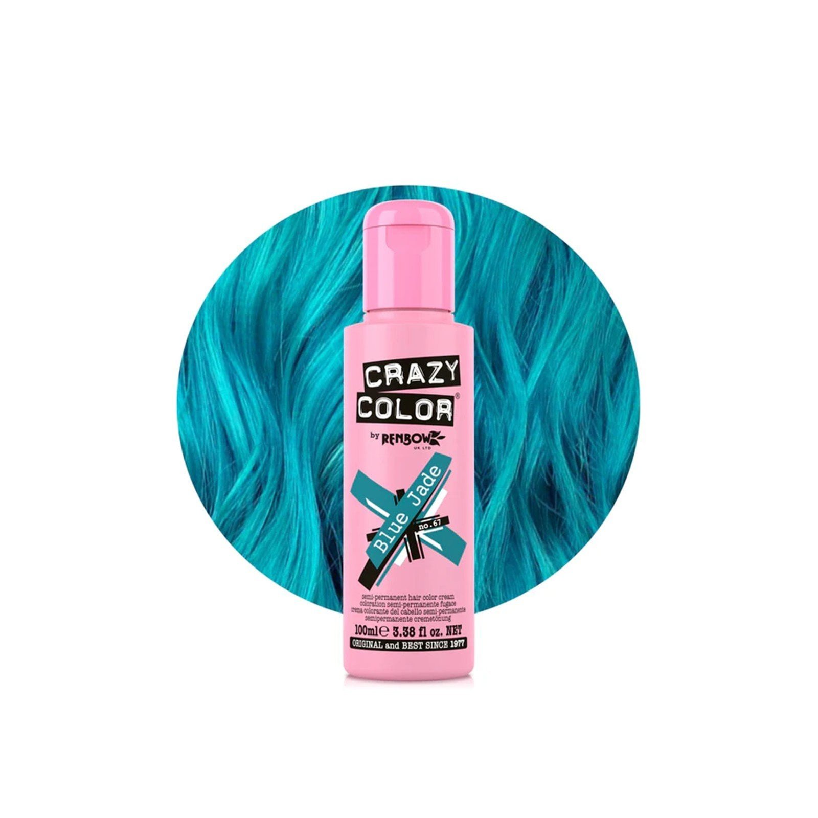 Crazy Color Semi-Permanent Hair Color Cream 67 Blue Jade 100ml