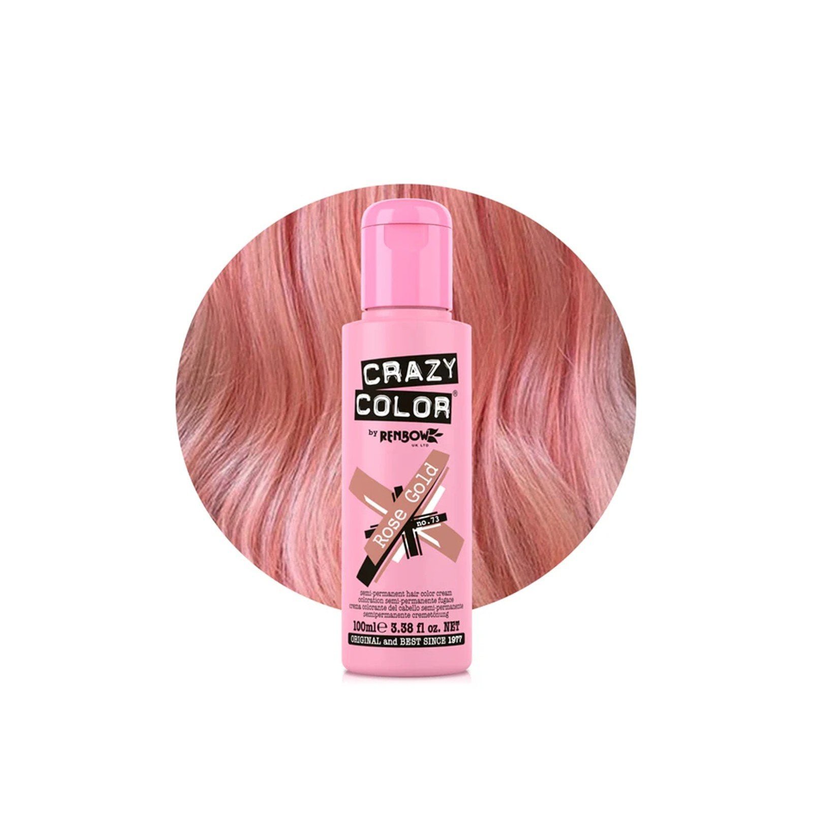 Crazy Color Semi-Permanent Hair Color Cream 73 Rose Gold 100ml