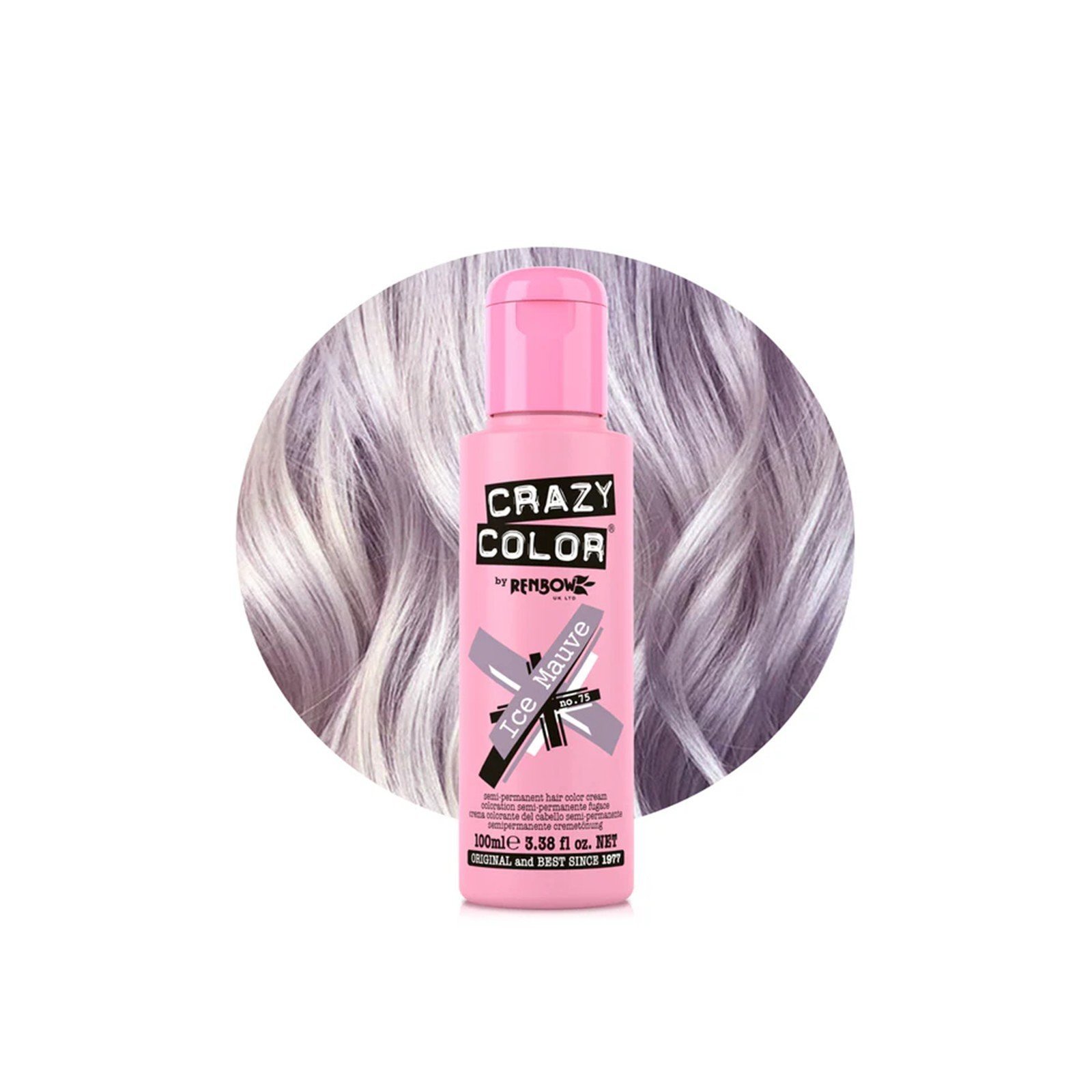 Crazy Color Semi-Permanent Hair Color Cream 75 Ice Mauve 100ml