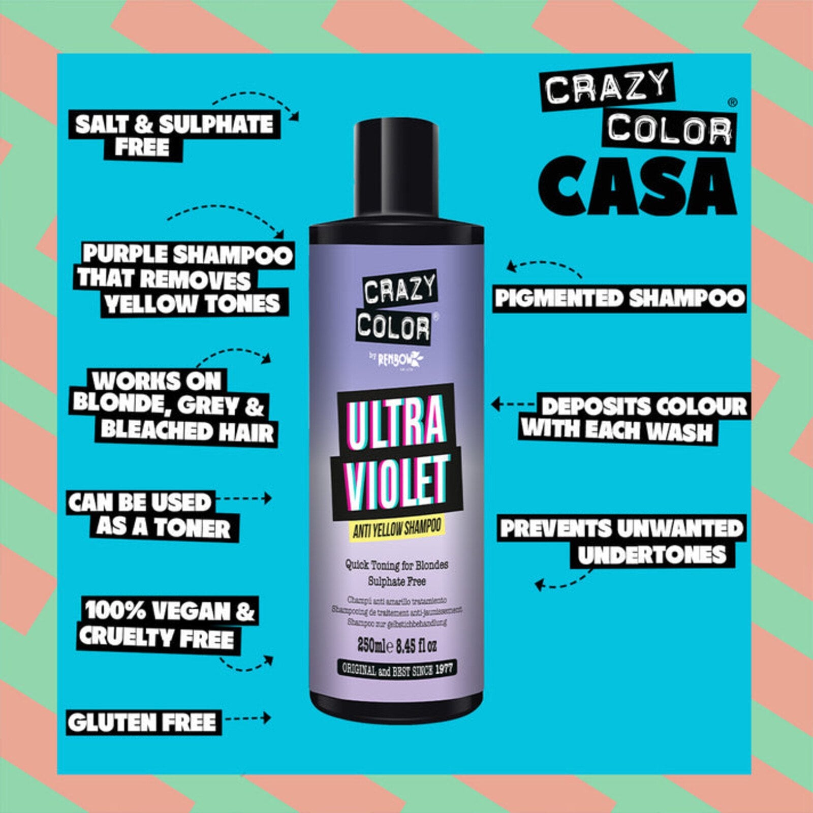 Crazy Color Ultra Violet Anti Yellow Shampoo 250ml