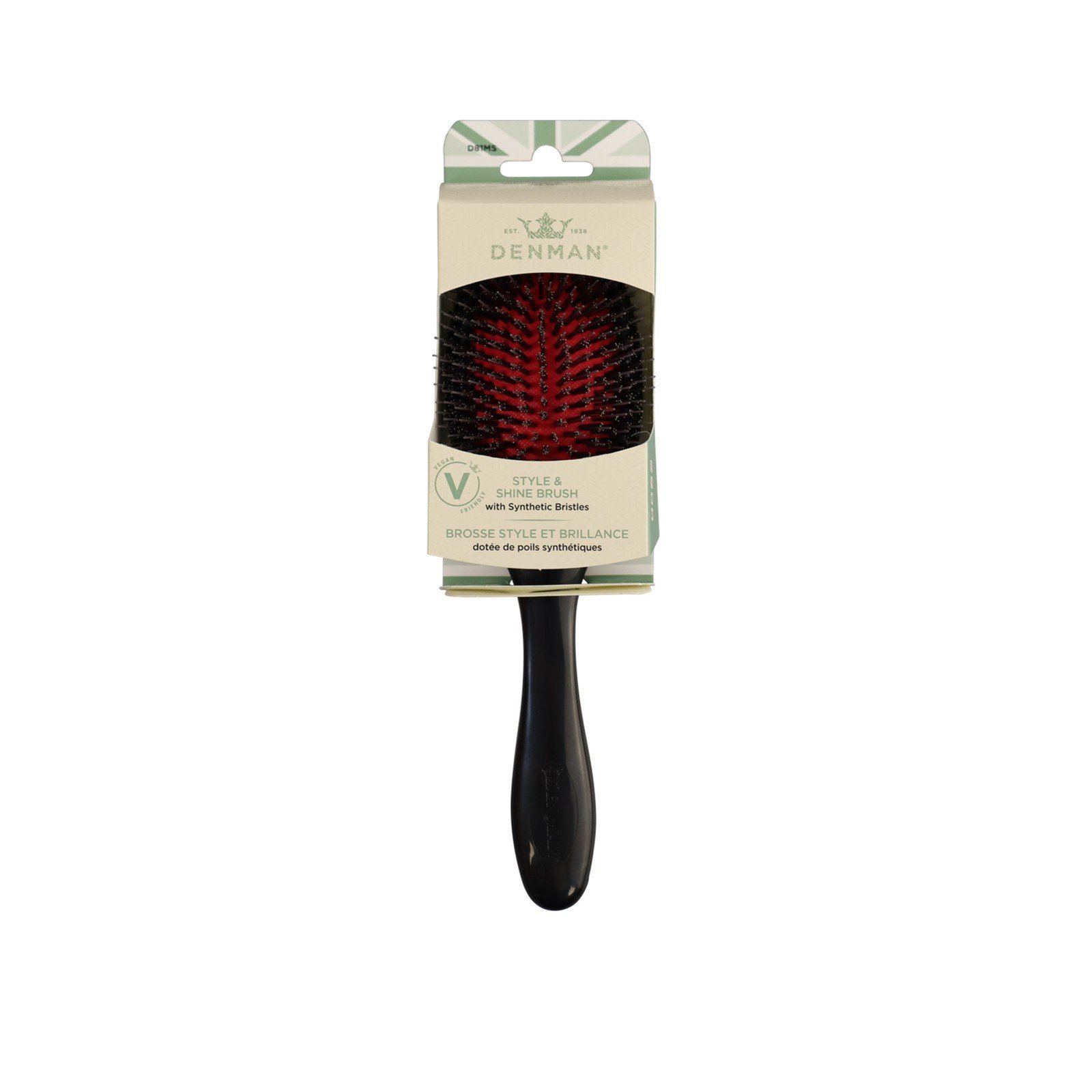 Denman D81MS Style & Shine Brush With Synthetic Bristles Black