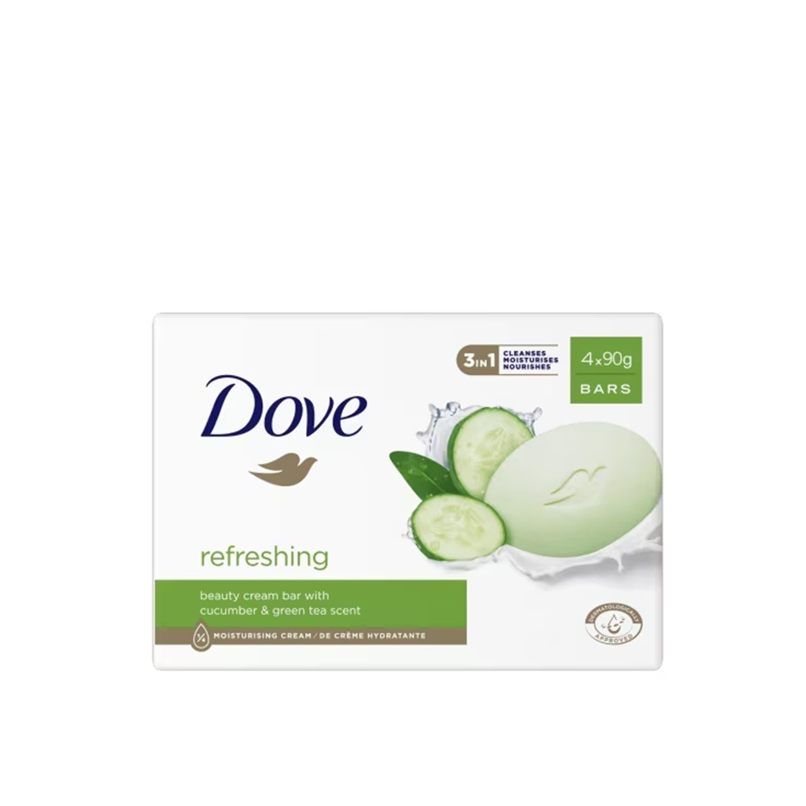 Dove Refreshing 3-In-1 Beauty Cream Bar 90g x4