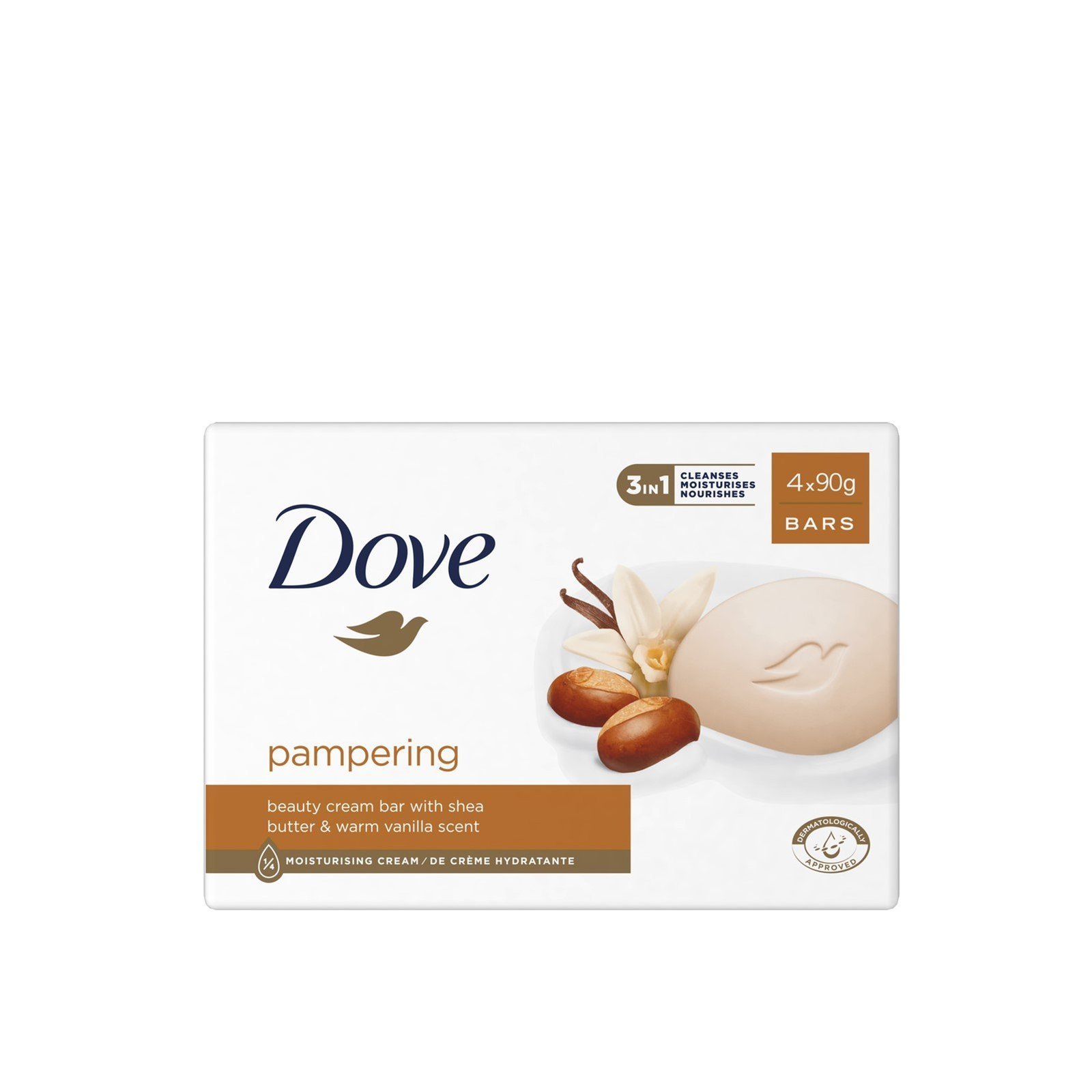 Dove Pampering 3-In-1 Beauty Cream Bar 90g x4