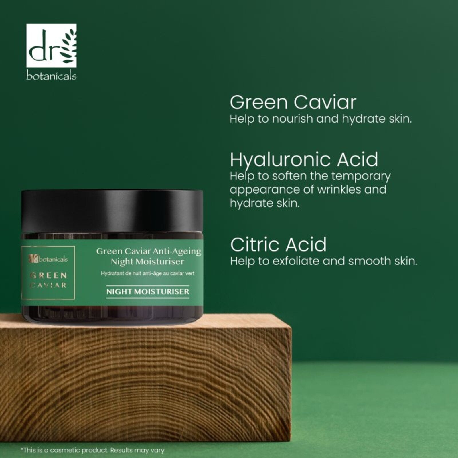 Dr. Botanicals Green Caviar & Argan Oil Anti-Aging Night Moisturizer 50ml