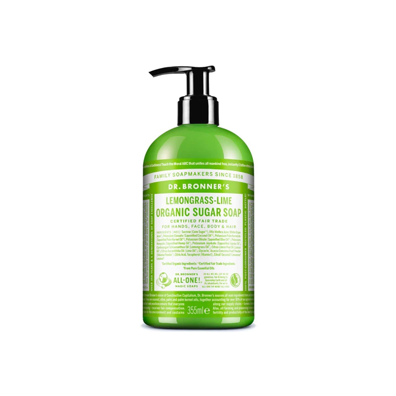 Dr. Bronner's Organic Sugar Soap Lemongrass-Lime 355ml