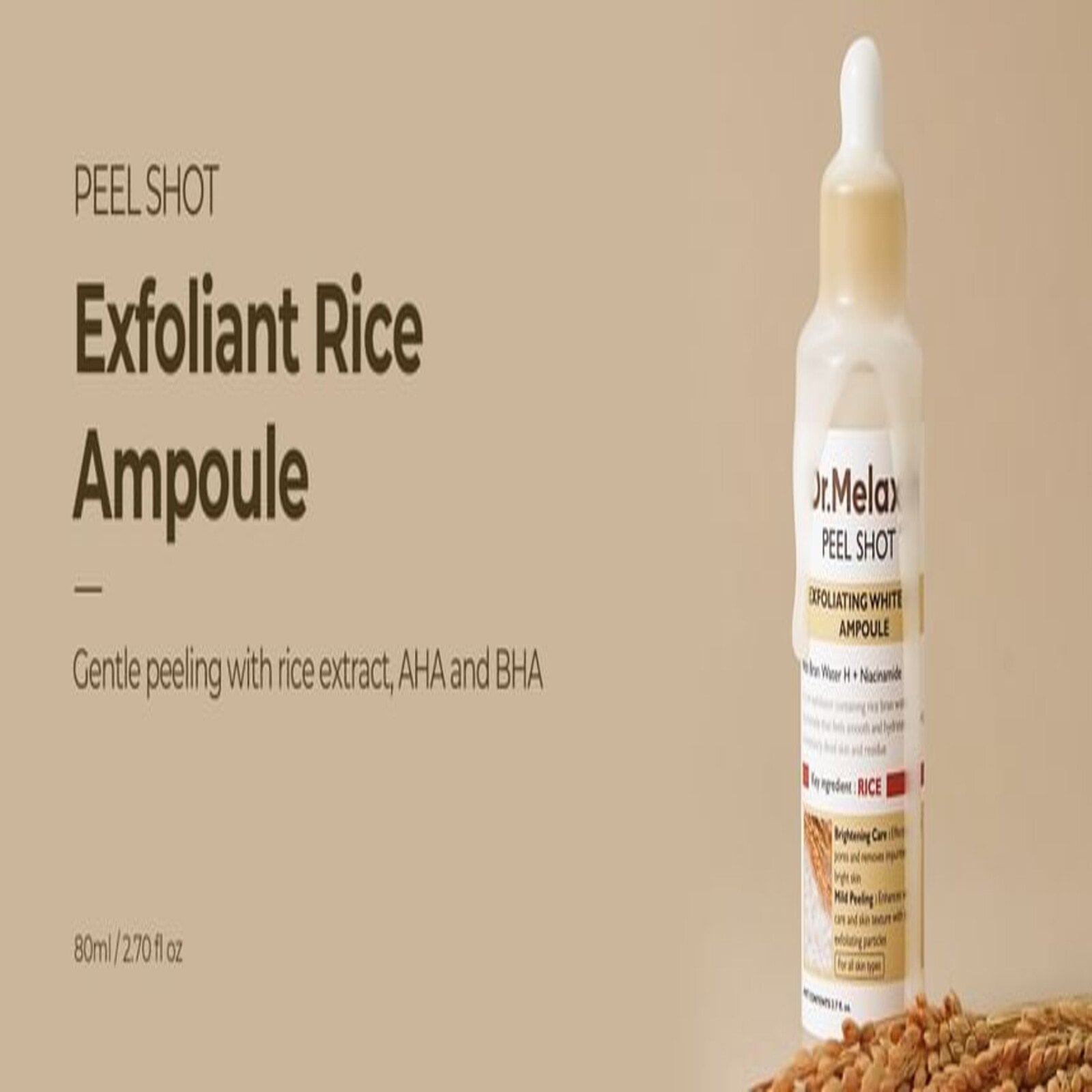 Dr.Melaxin Peel Shot Exfoliating White Rice Ampoule 80ml (2.70floz)