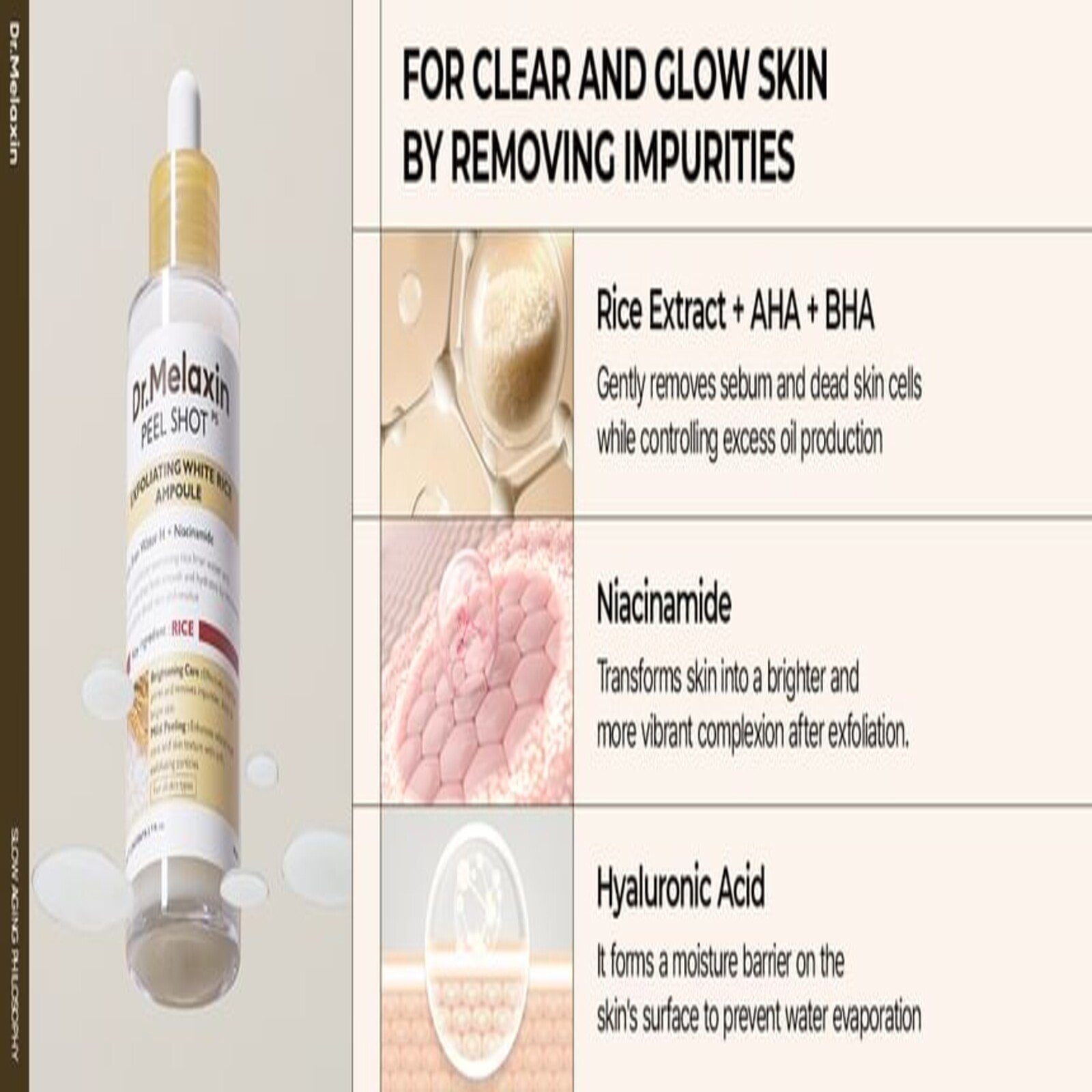 Dr.Melaxin Peel Shot Exfoliating White Rice Ampoule 80ml (2.70floz)