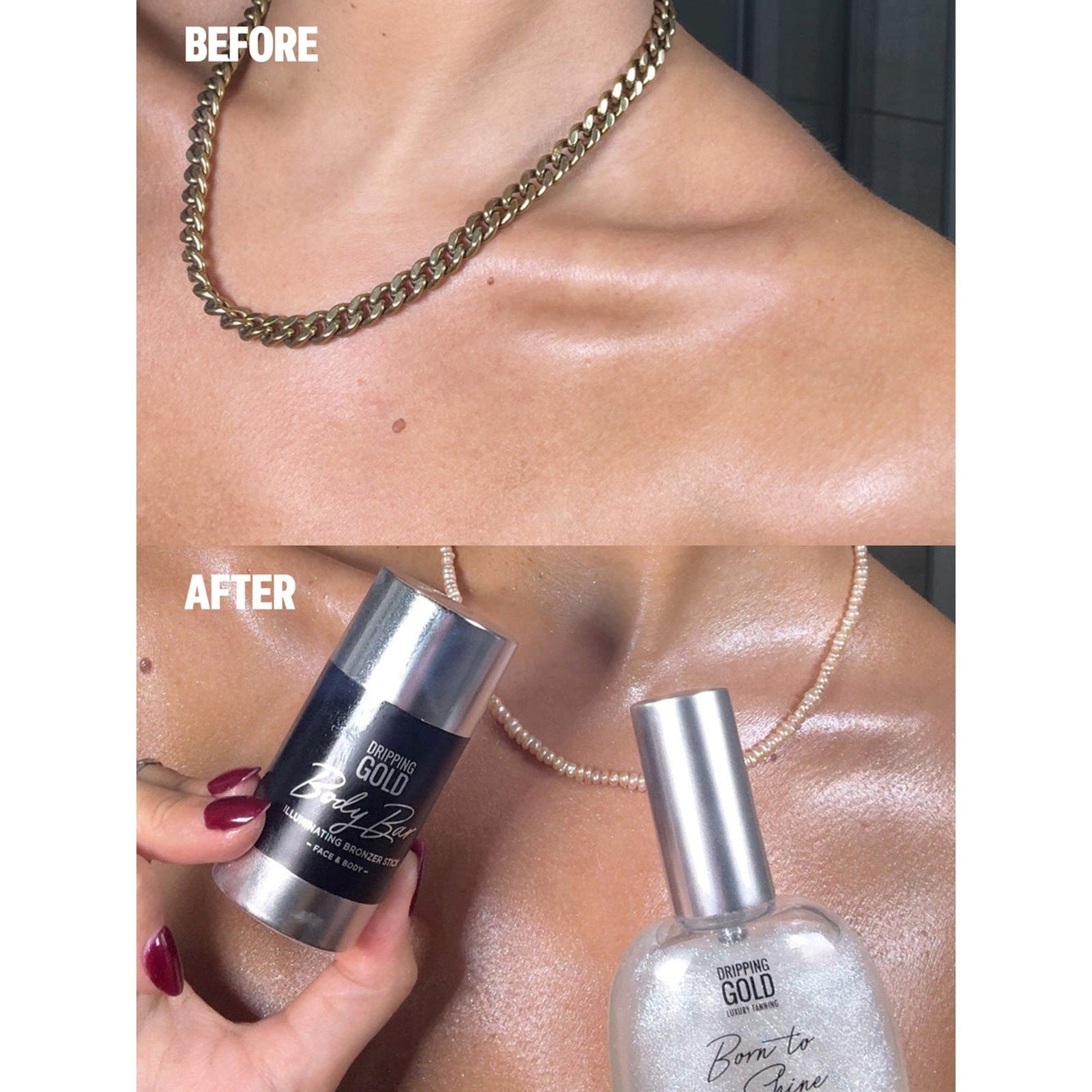 Dripping Gold Luxury Tanning Body Bar Illuminating Stick Silver 36g