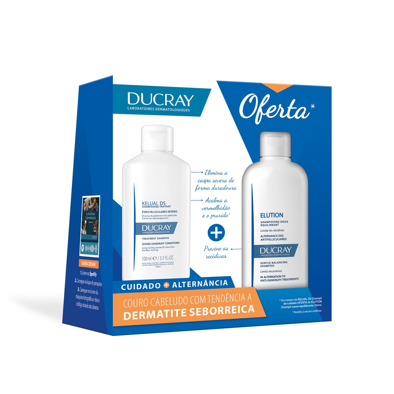 Ducray Kelual DS Shampoo 100ml + Elution Balancing Shampoo 200ml