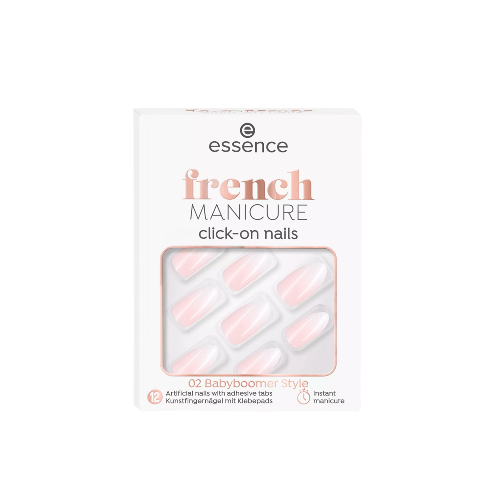 essence French Manicure Click-On Nails 02 Babyboomer Style x12