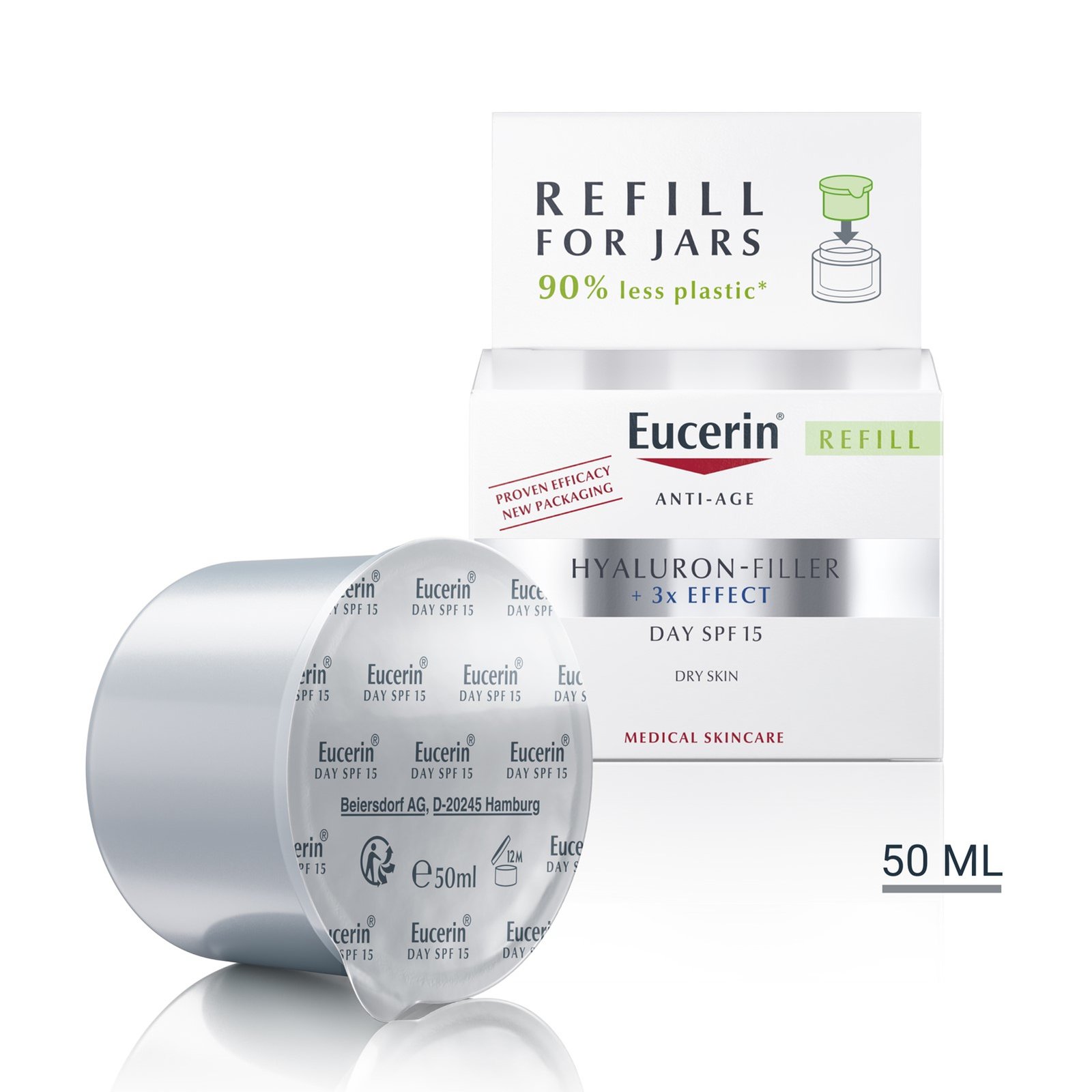 Eucerin Hyaluron-Filler 3x Effect Day Cream Dry Skin Refill SPF15 50ml