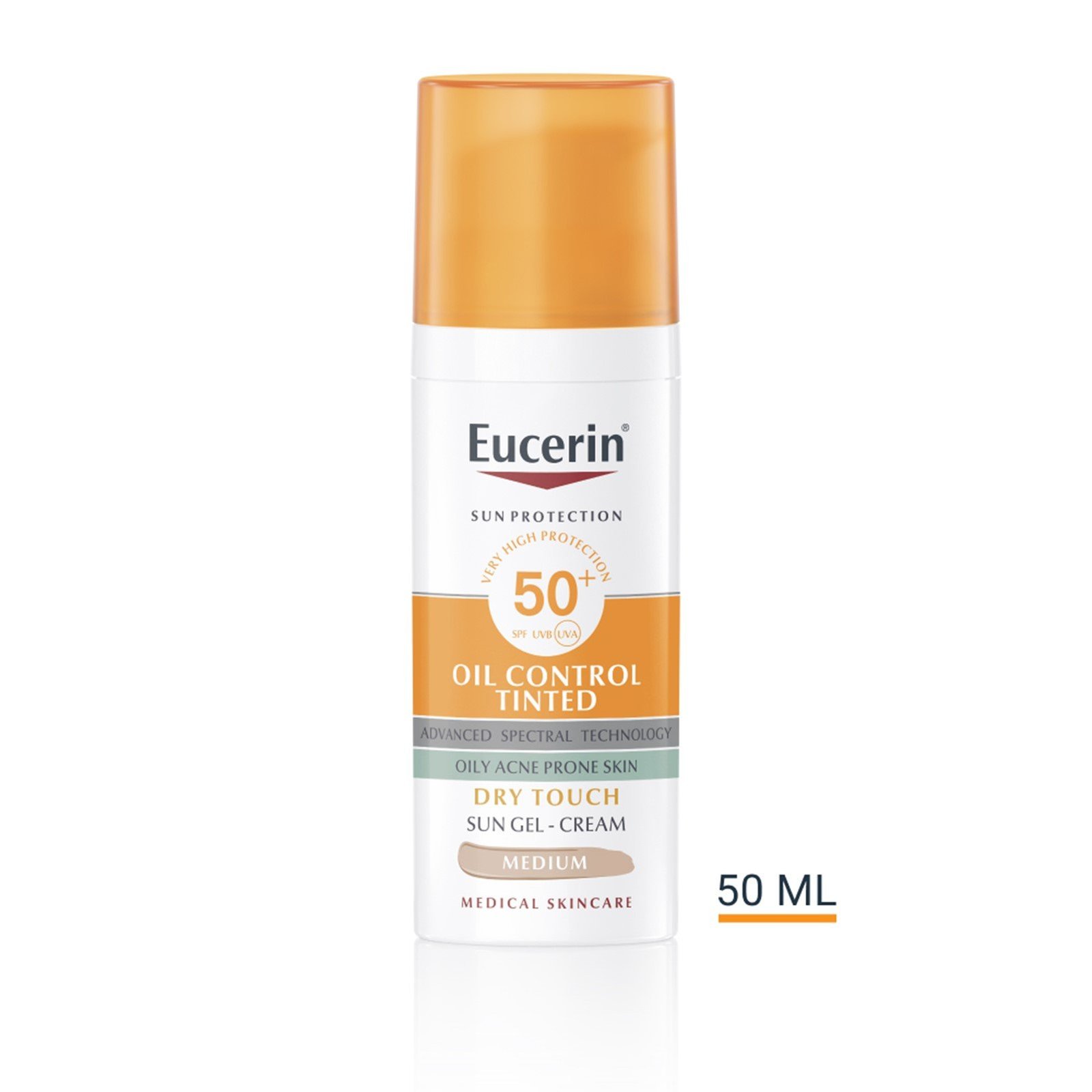 Eucerin Sun Oil Control Tinted Gel-Cream Dry Touch SPF50+ Medium Sunscreen 50ml
