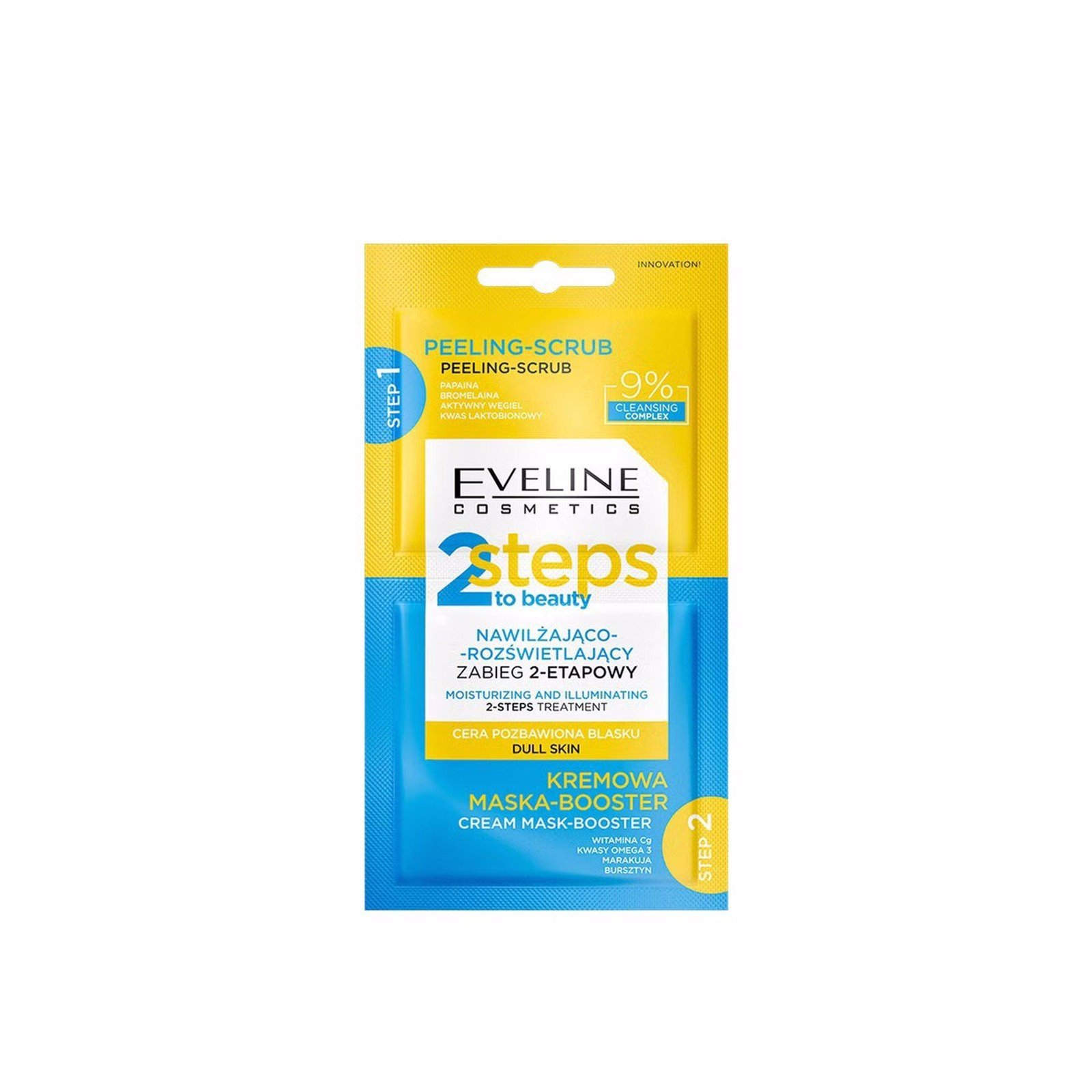 Eveline Cosmetics 2 Steps to Beauty Moisturizing and Illuminating Cream Mask-Booster 4ml x2