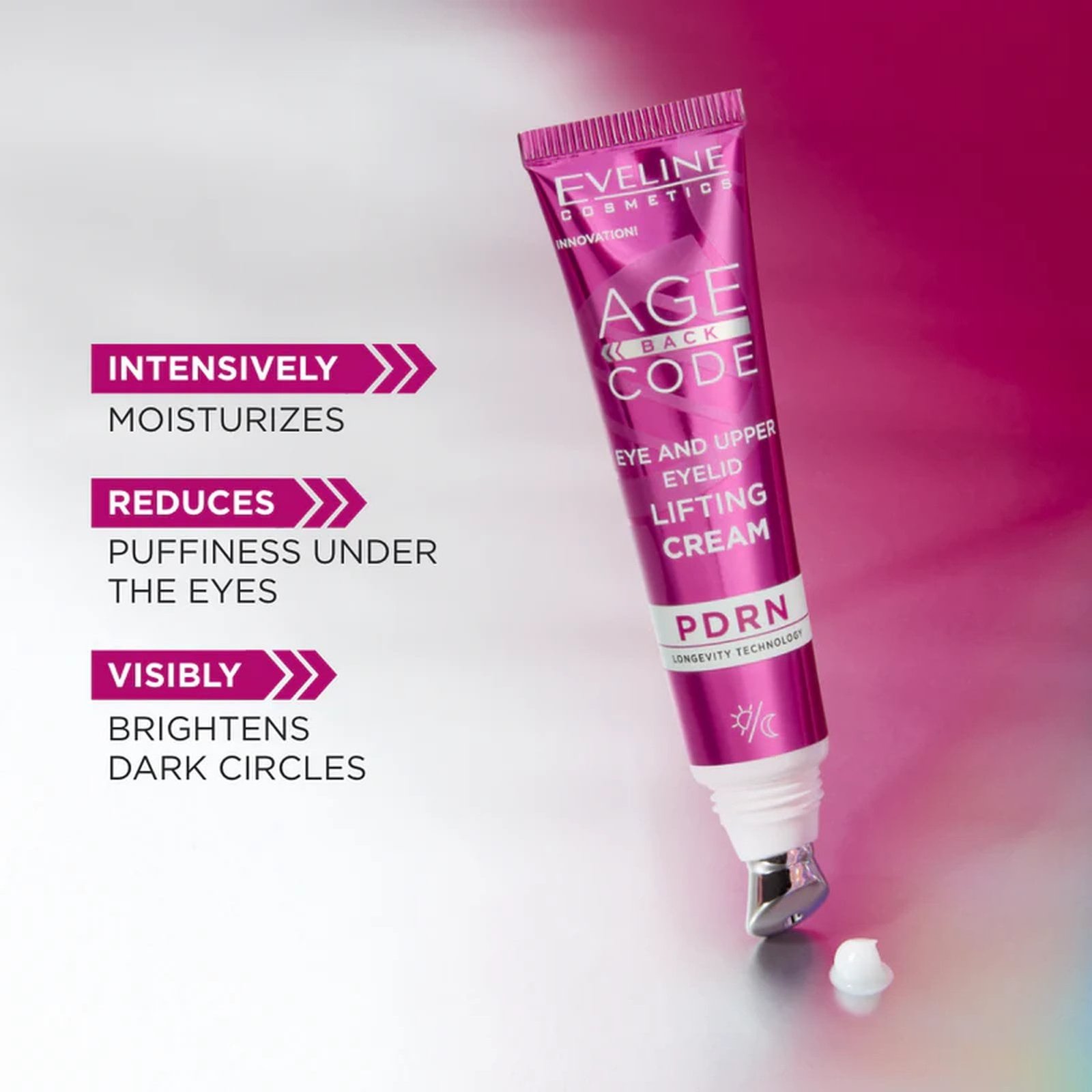 Eveline Cosméticos Age Back Code PDRN Crema reafirmante para el contorno de los ojos y el párpado superior, 15 ml