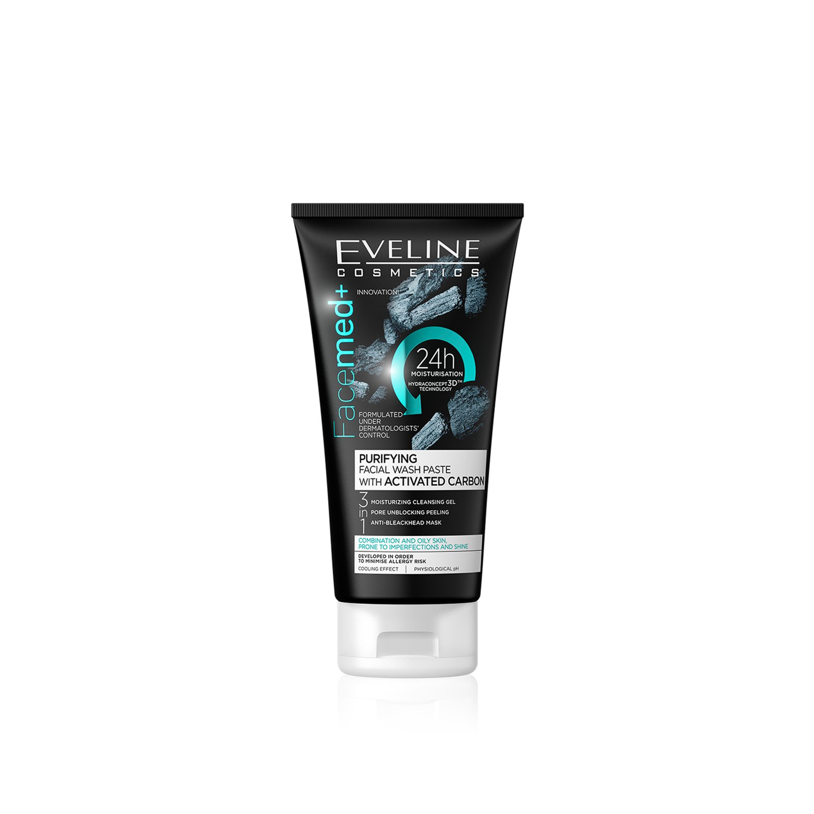 Eveline Cosmetics Facemed+ Purifying Facial Wash Paste with Activated Carbon 150ml