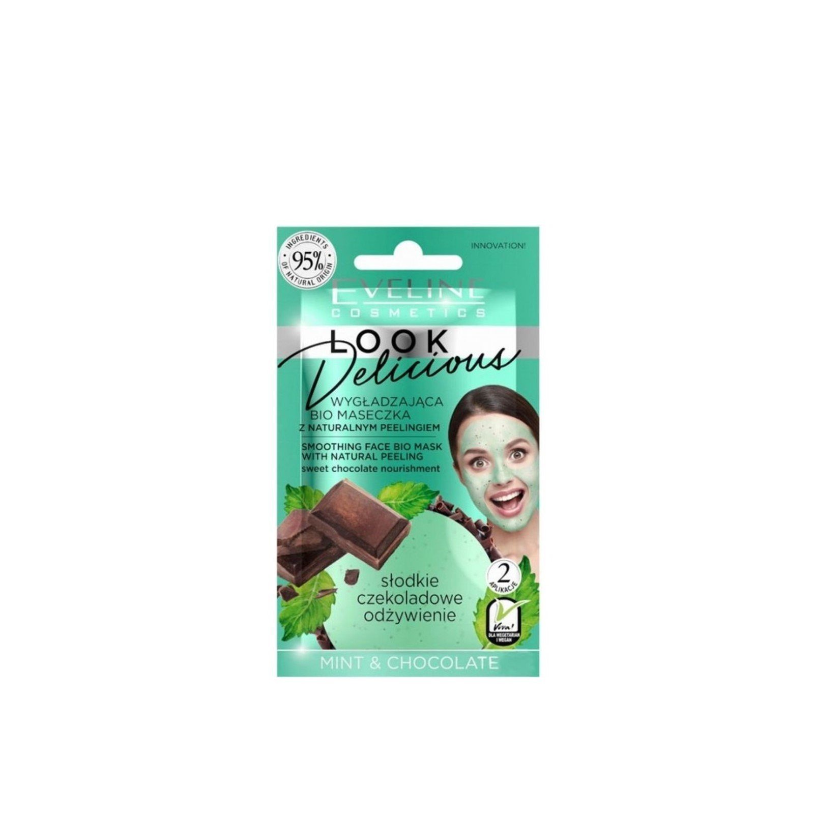 Eveline Cosmetics Look Delicious Smoothing Face Bio Mask + Natural Scrub Mint & Chocolate 10ml