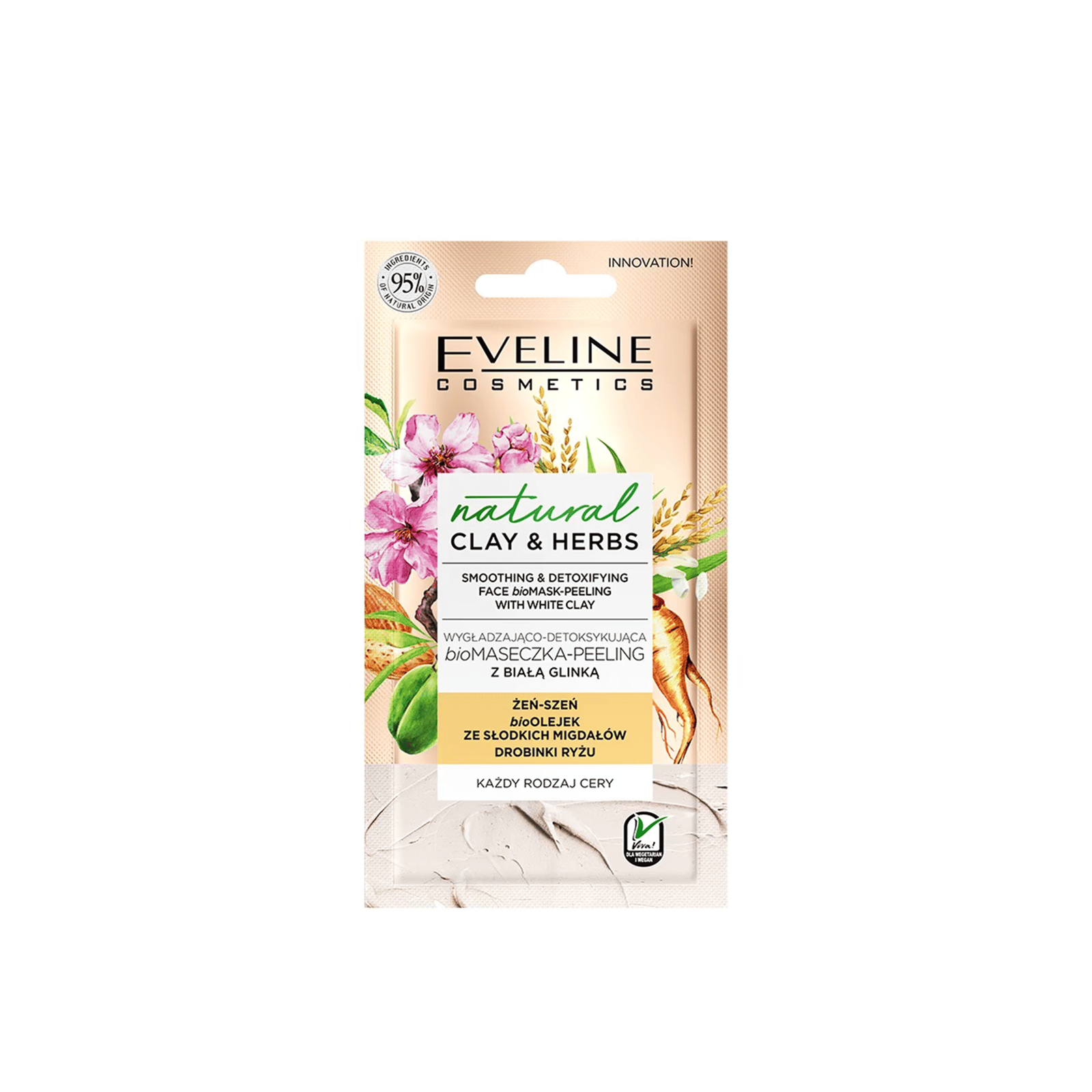 Eveline Cosmetics Natural Clay & Herbs Smoothing & Detoxifying Bio-Mask 8ml (0.28 fl oz)