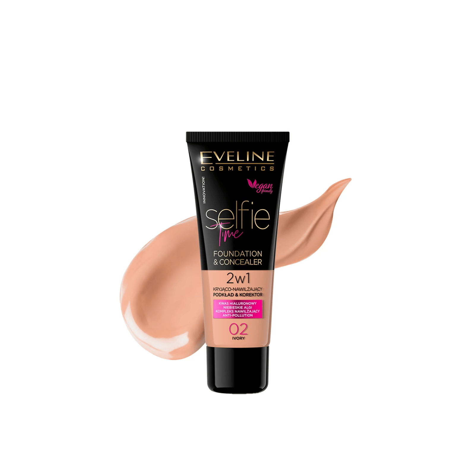 Eveline Cosmetics Selfie Time 2-In-1 Foundation & Concealer 02 Ivory 30ml