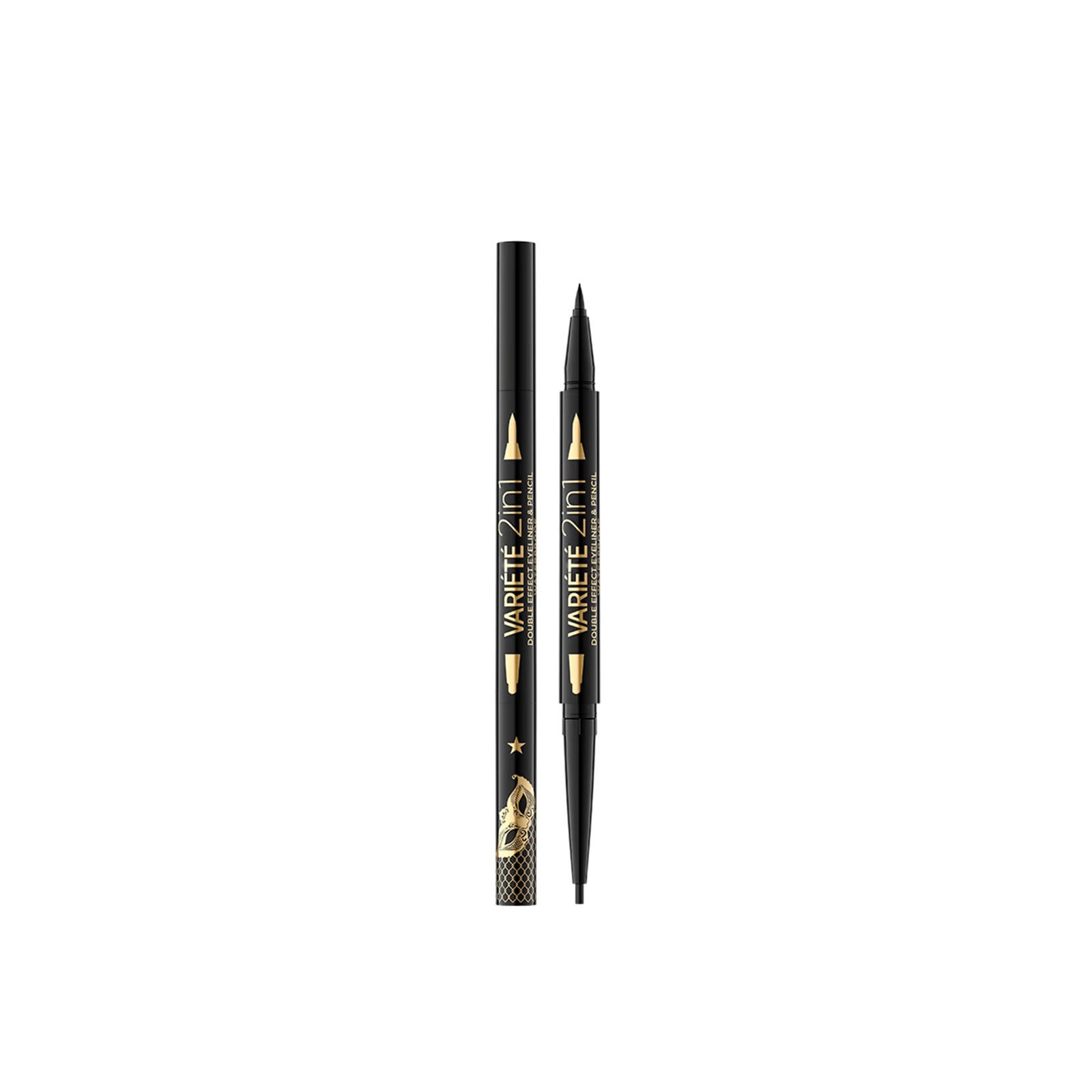 Eveline Cosmetics Variété 2-In-1 Waterproof Double Effect Eyeliner & Pencil Ultra Black