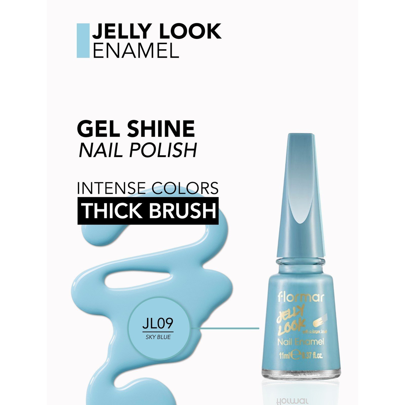 Flormar Jelly Look Nail Enamel 09 Sky Blue 11ml (0.37floz)