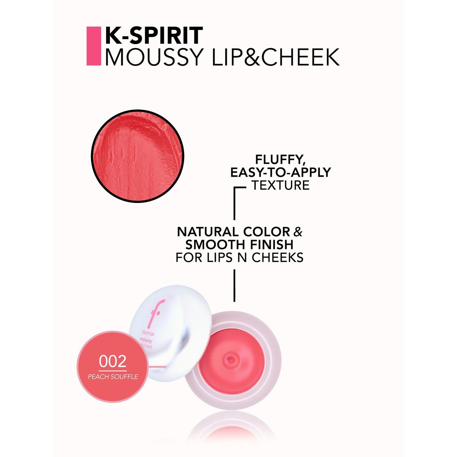 Flormar K-Spirit Moussy Lip & Cheek 002 Peach Souffle 5g