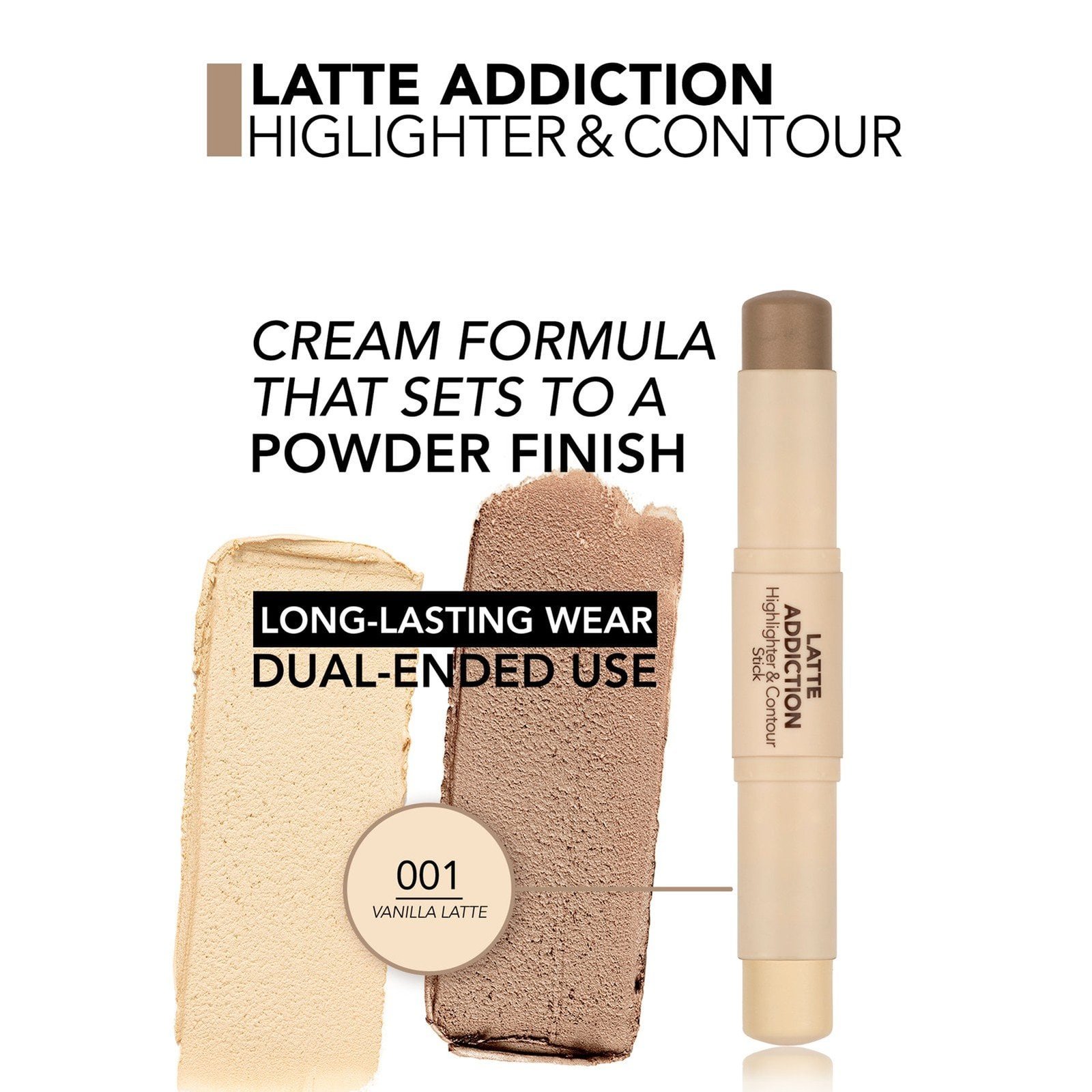 Flormar Latte Addiction Highlighter & Contour Stick 001 Vanilla Latte 2x4g (2x0.14oz)