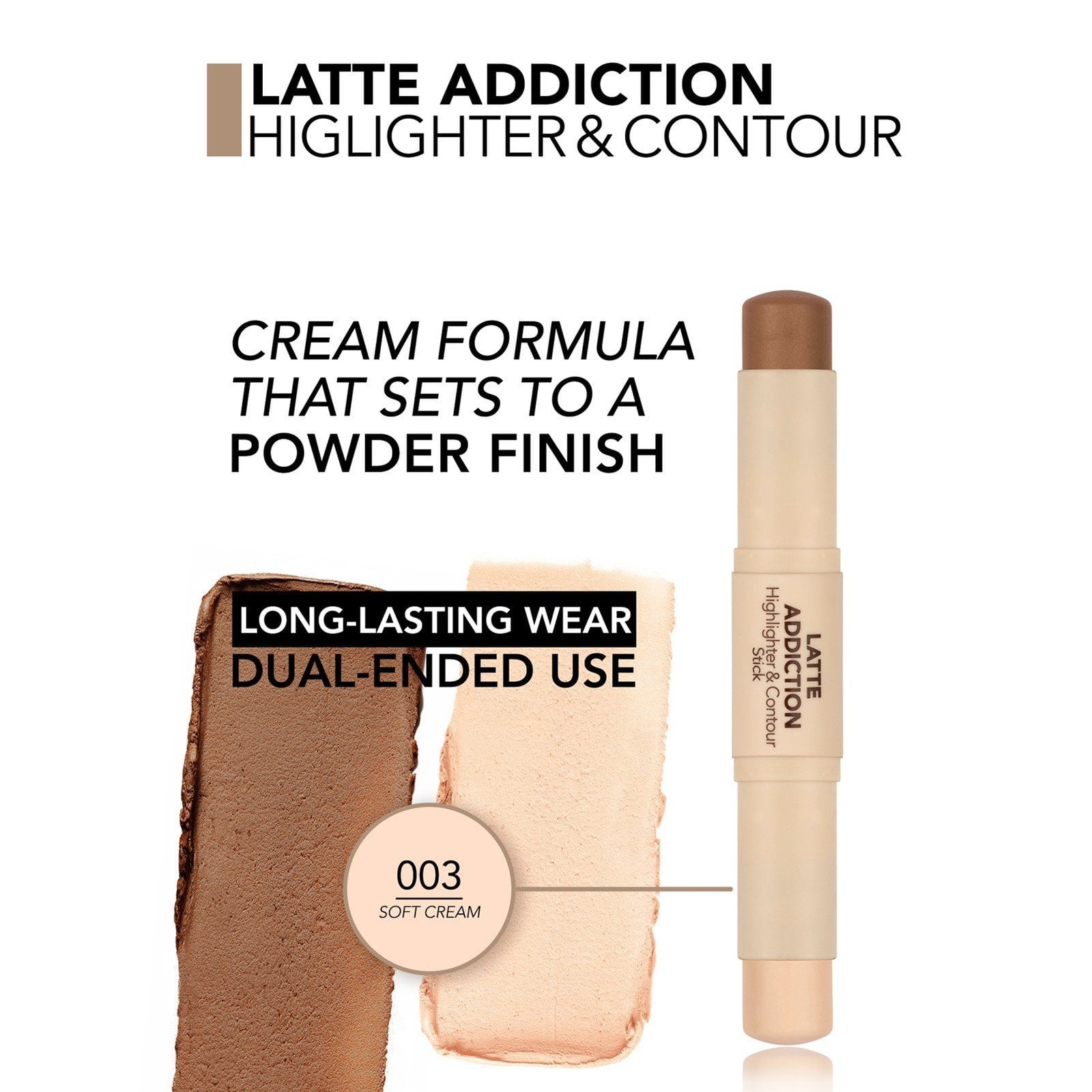 Flormar Latte Addiction Highlighter & Contour Stick 003 Soft Cream 2x4g (2x0.14oz)