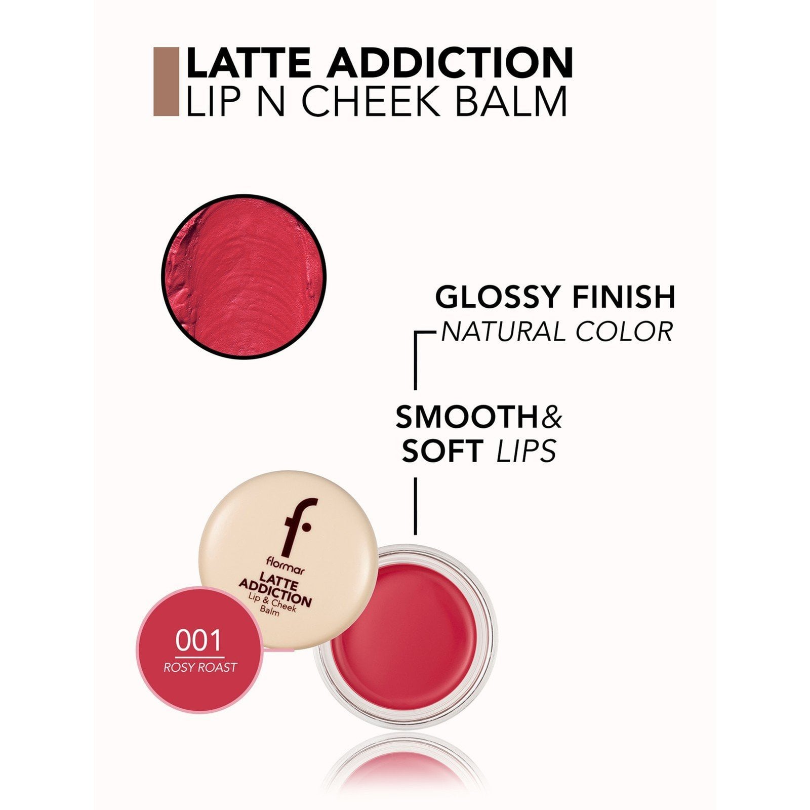 Flormar Latte Addiction Lip & Cheek Balm 001 Rosy Roast 3.2g