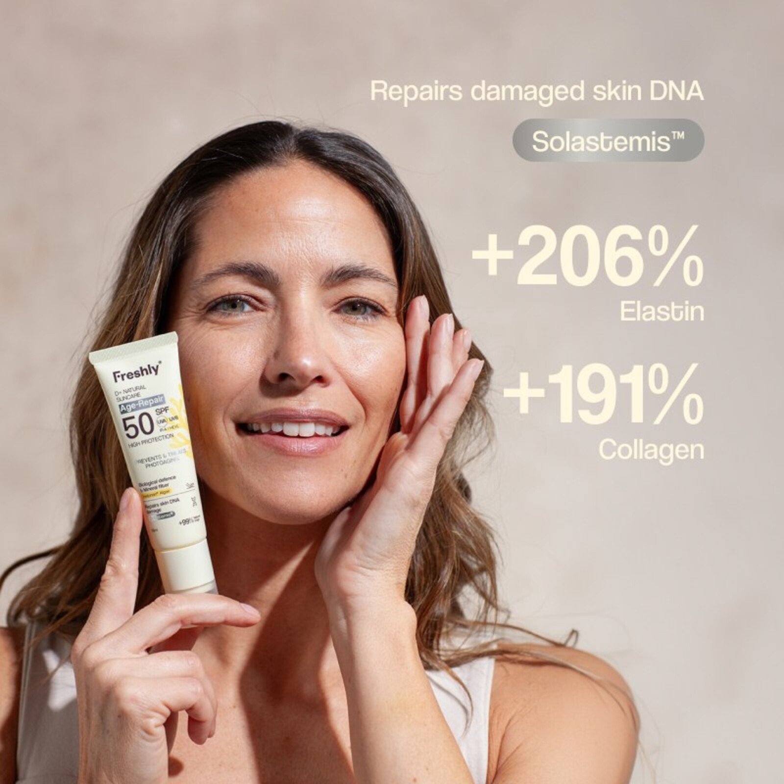 Freshly Cosmetics D+ Natural Suncare Age-Repair Sunscreen SPF50 50ml