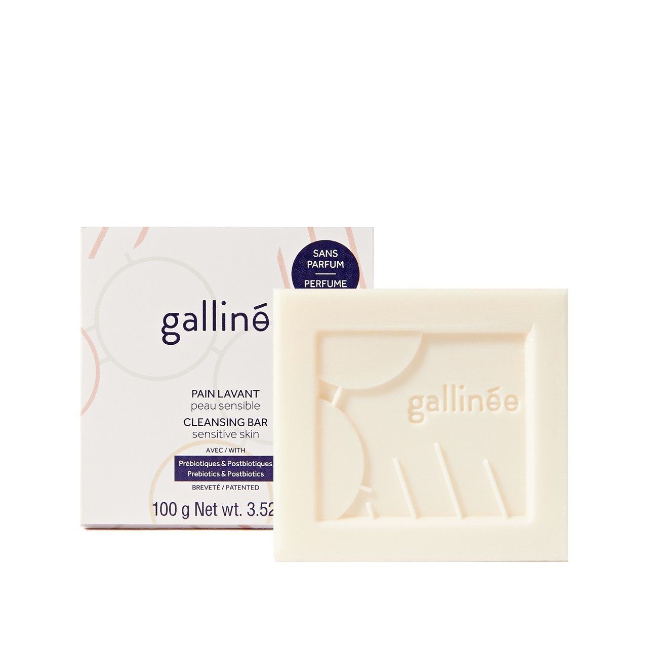Gallinée Prebiotic Cleansing Bar Fragrance-Free 100g (3.53oz)