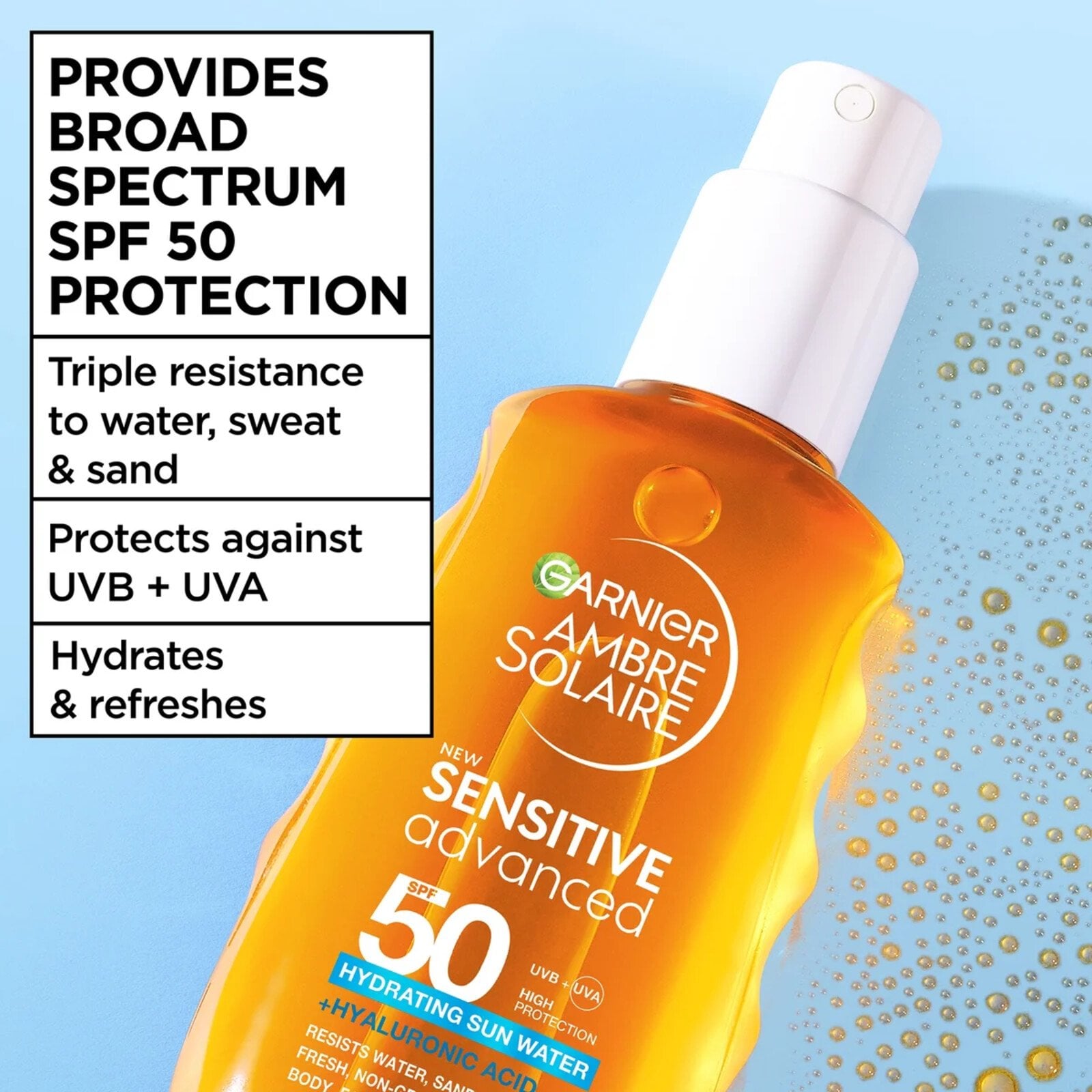 Garnier Ambre Solaire Advanced Sensitive Hydrating Sun Water SPF50 150ml
