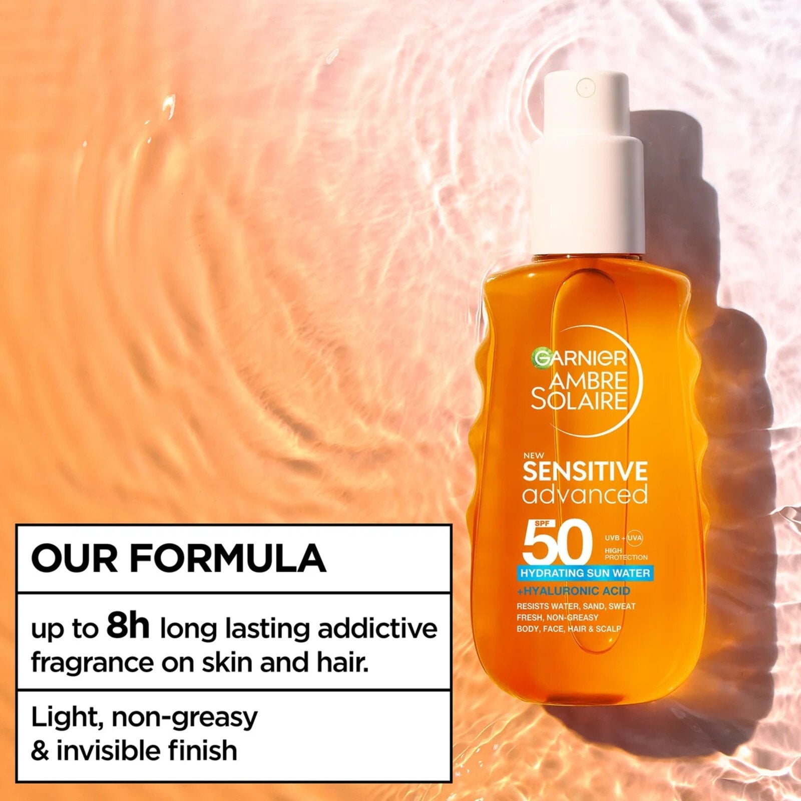 Garnier Ambre Solaire Advanced Sensitive Hydrating Sun Water SPF50 150ml