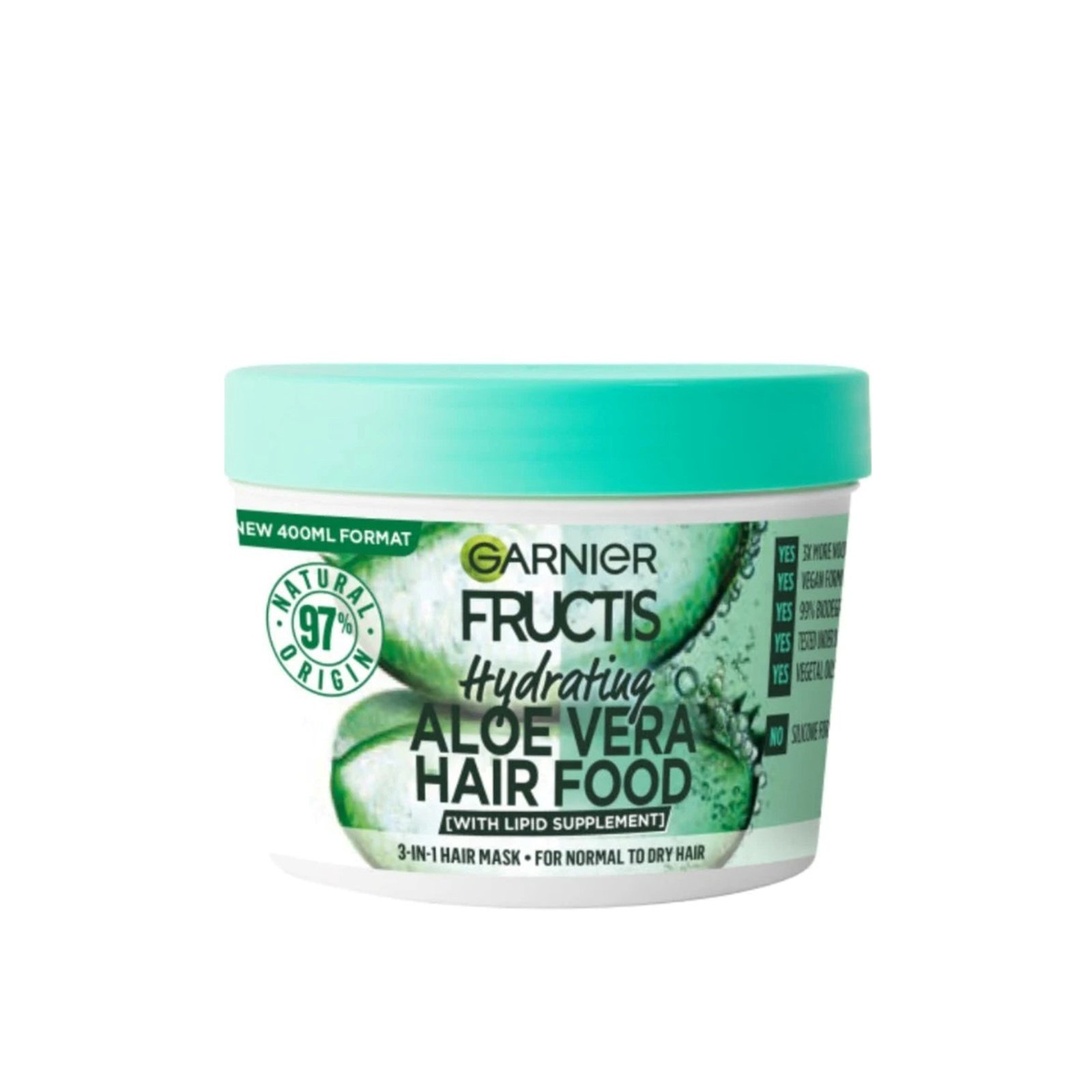 Garnier Fructis Hydrating Aloe Vera Hair Food 3in1 Normal to Dry Hair Mask 400ml (13.5 fl oz)