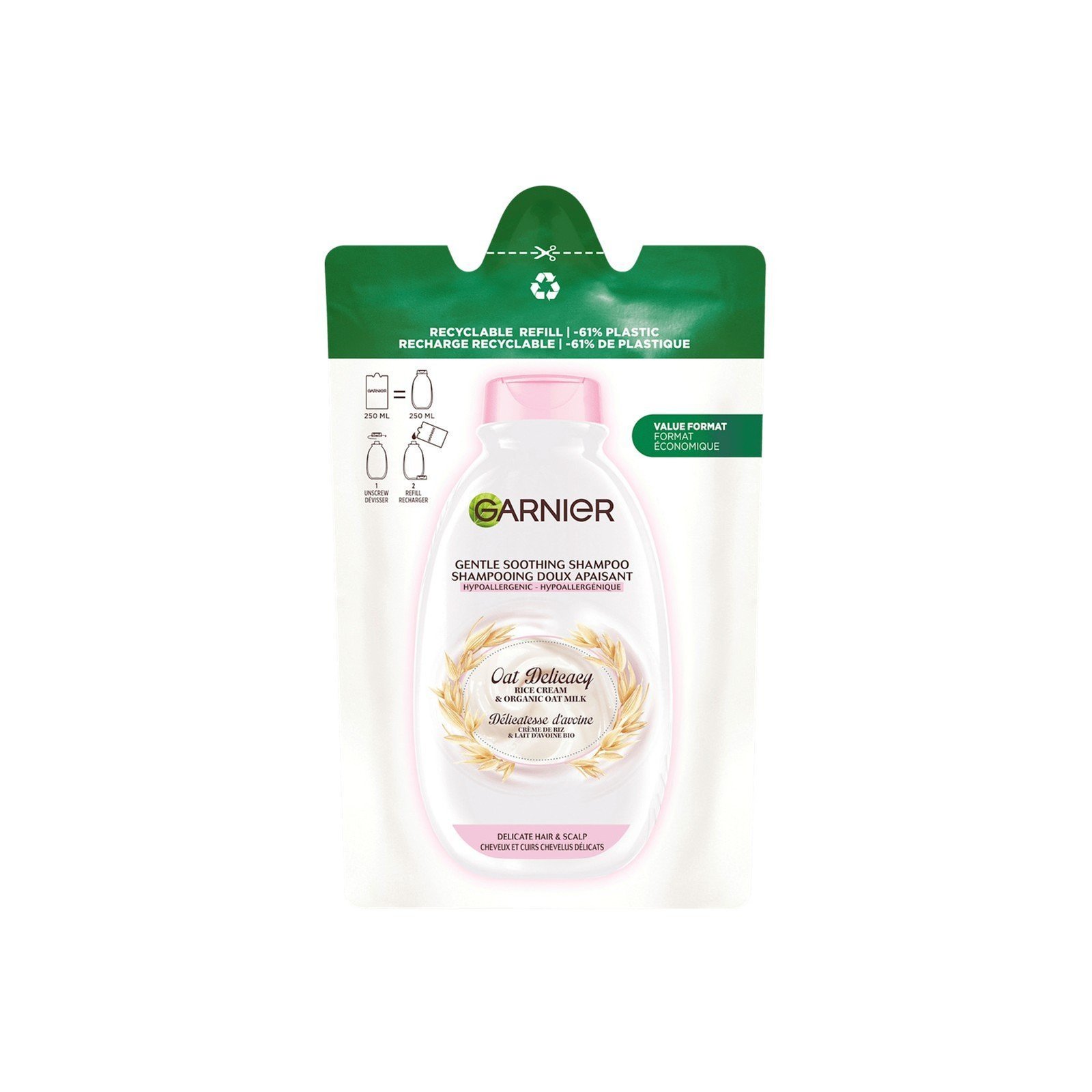 Garnier Ultimate Blends Delicate Oat Shampoo Refill 250ml