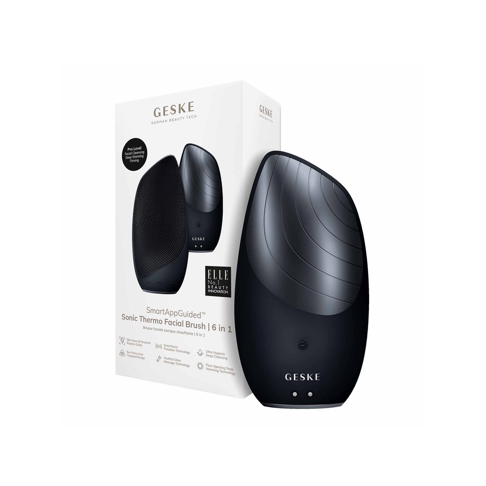 GESKE Sonic Thermo Facial Brush 6-In-1 Black