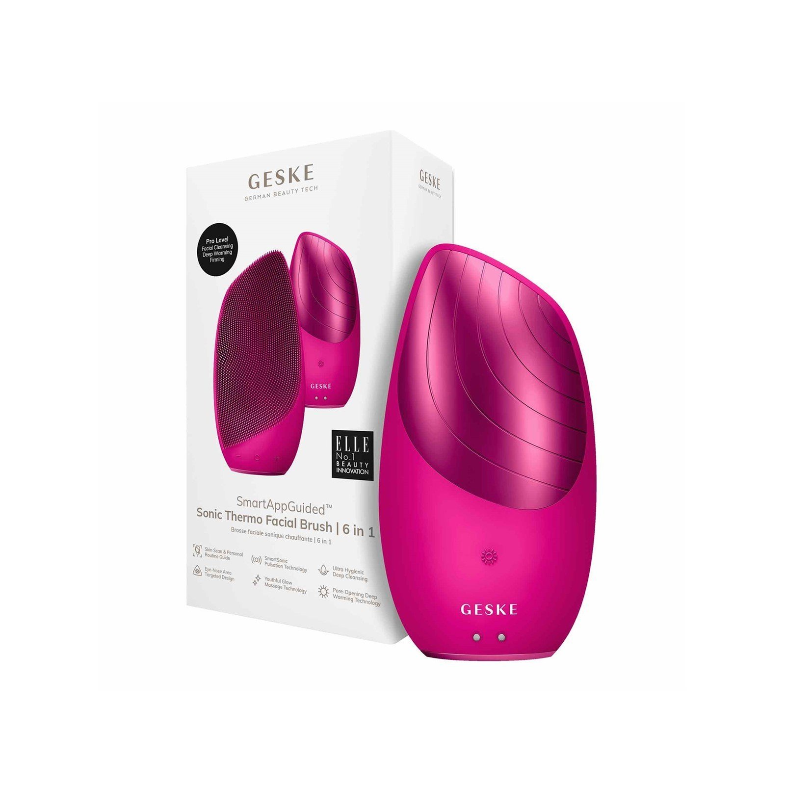 GESKE Sonic Thermo Facial Brush 6-In-1 Magenta