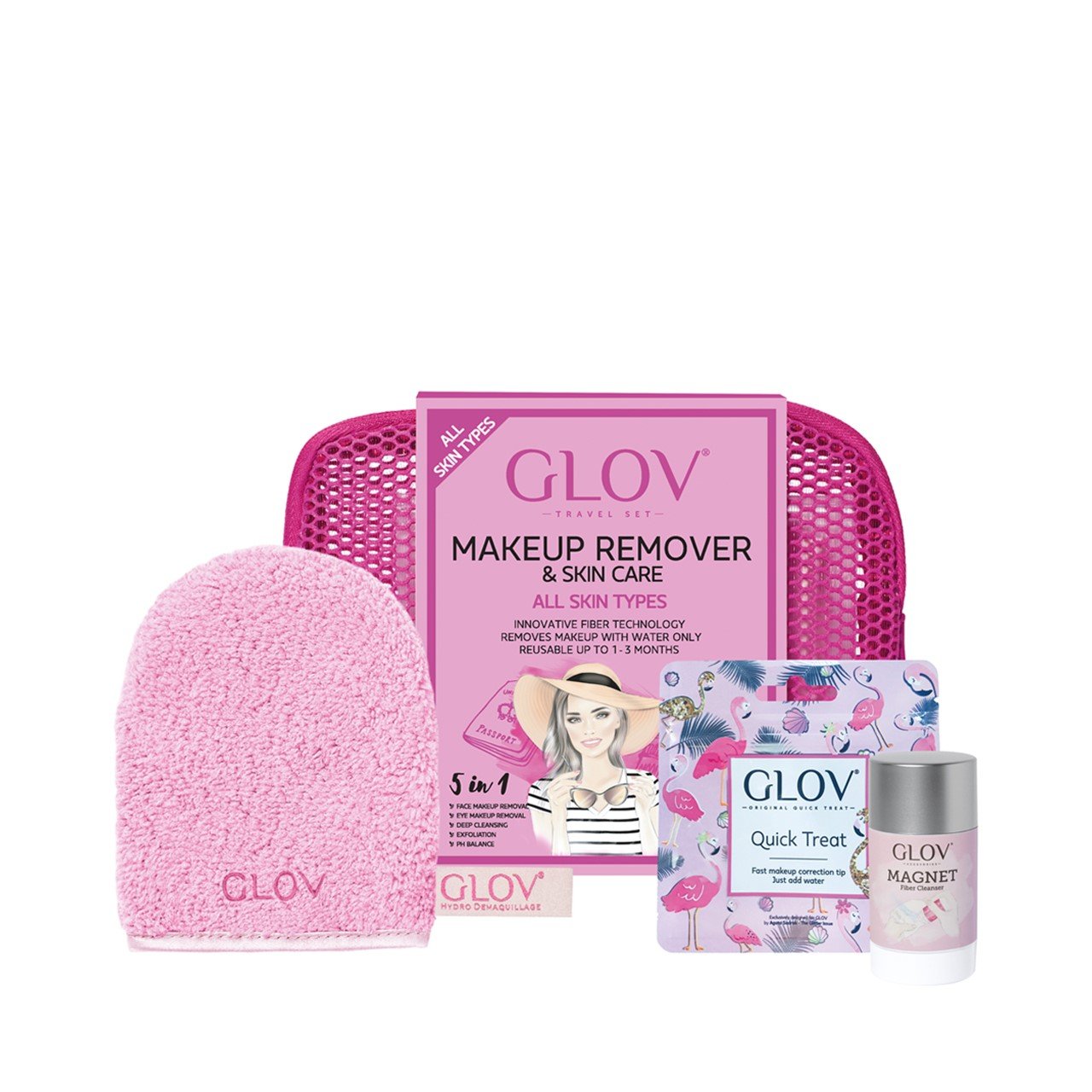 GLOV Travel Set Makeup Removal Kit Pink