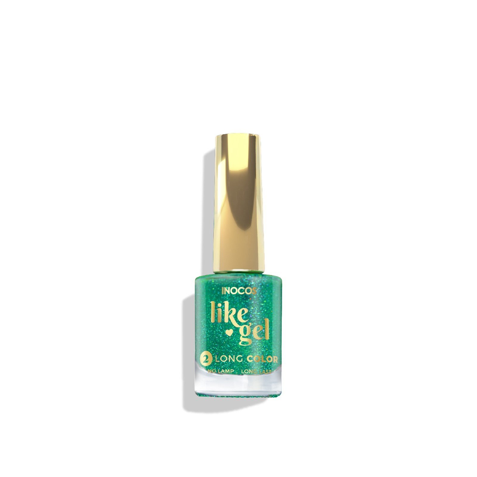 INOCOS Like Gel 2 Long Color Nail Polish 151 Funk Glitter Green 11ml (0.37floz)