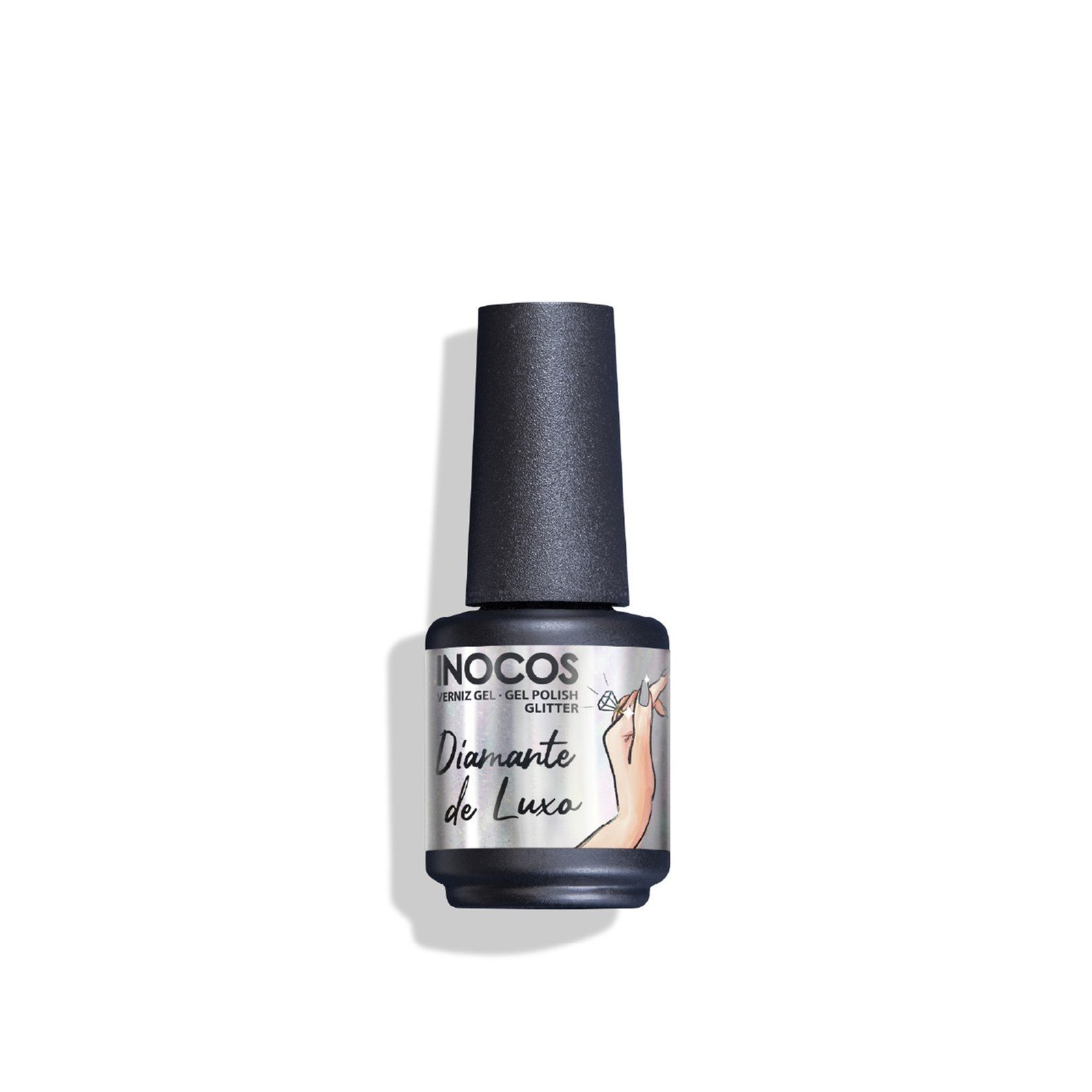 INOCOS Luxury Diamond Gel Polish DS1 White with Glitter 15ml