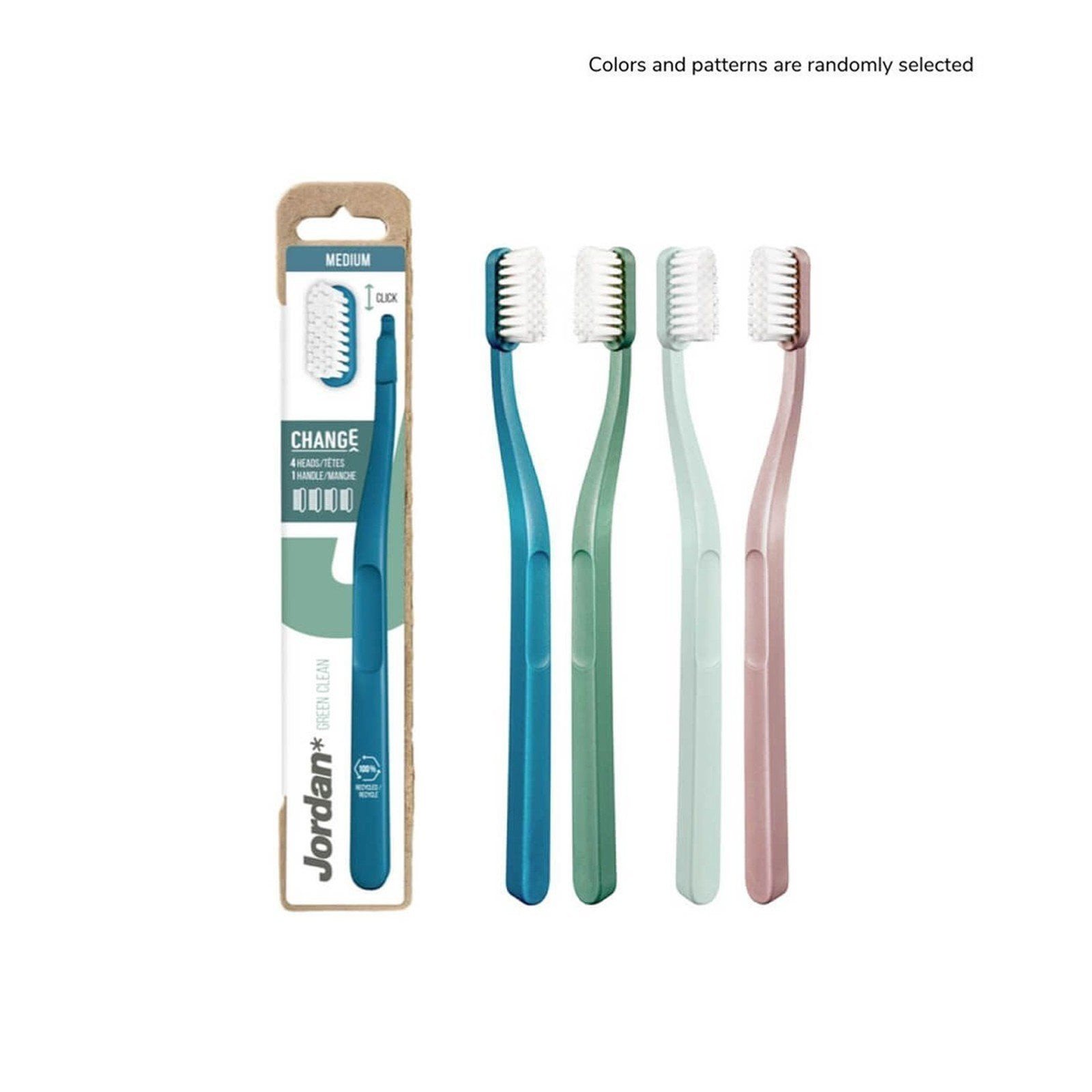 Jordan Green Clean Change Medium Toothbrush + Replacement Head x4