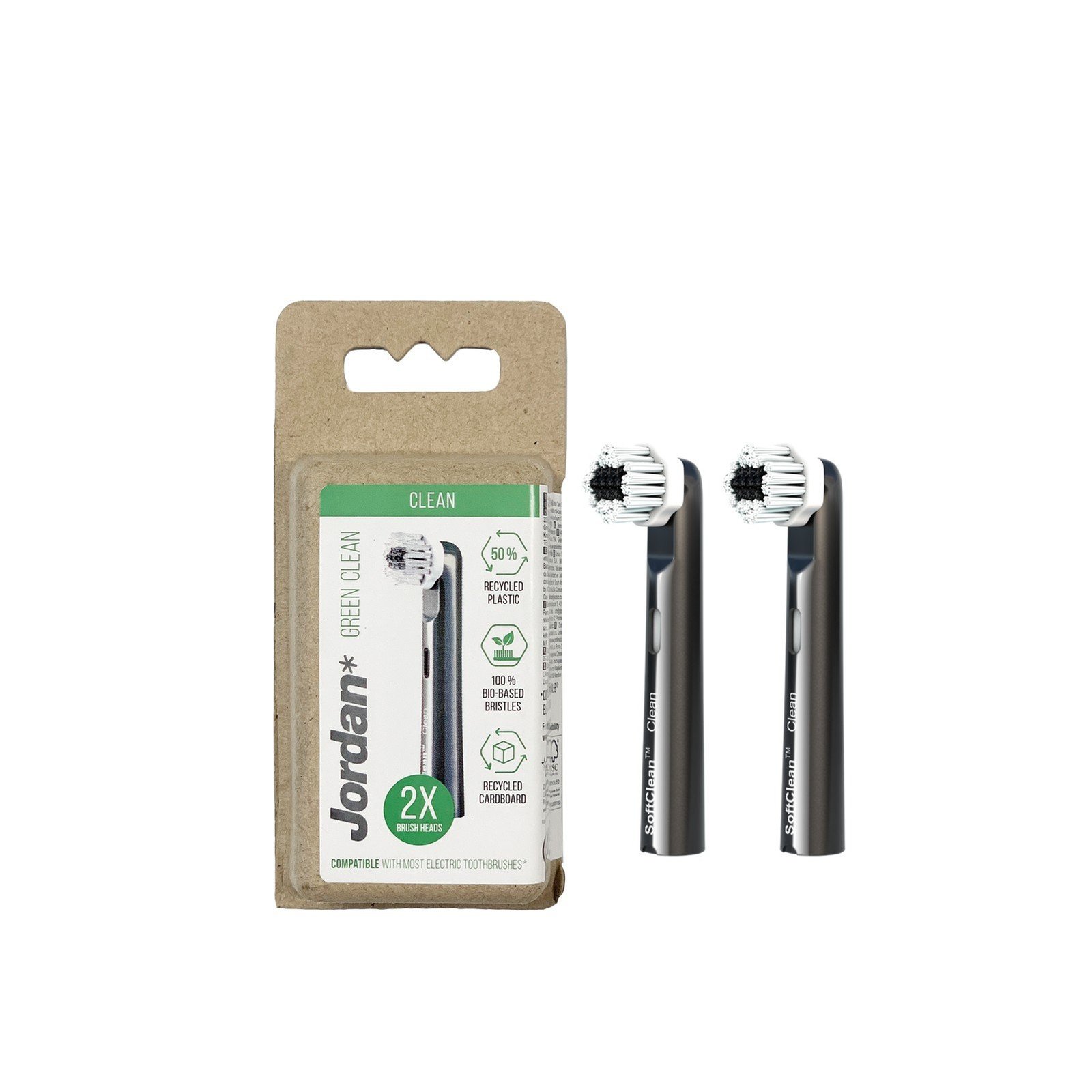 Jordan Green Clean Electric Brush Head x2