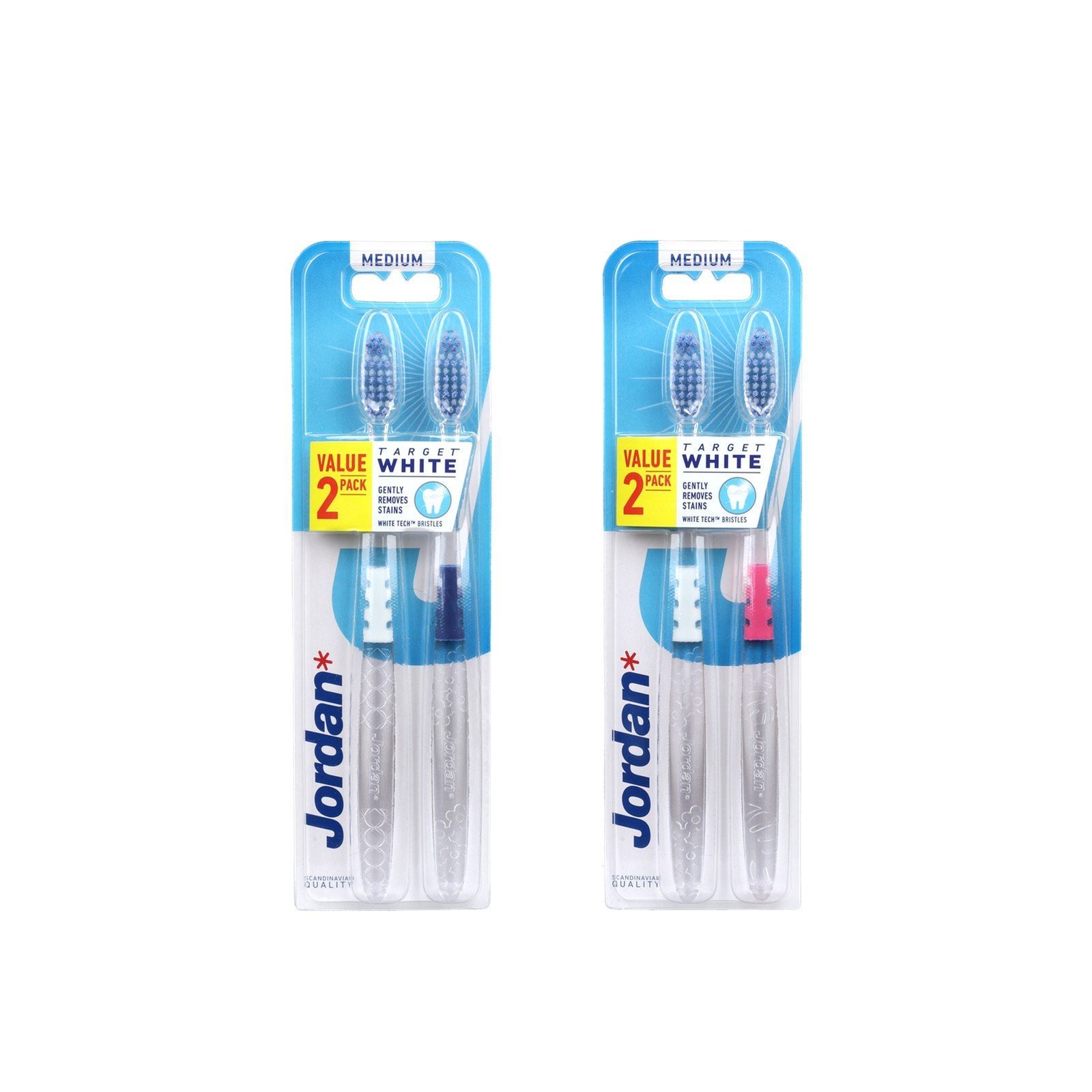 Jordan Target White Medium Toothbrush x2