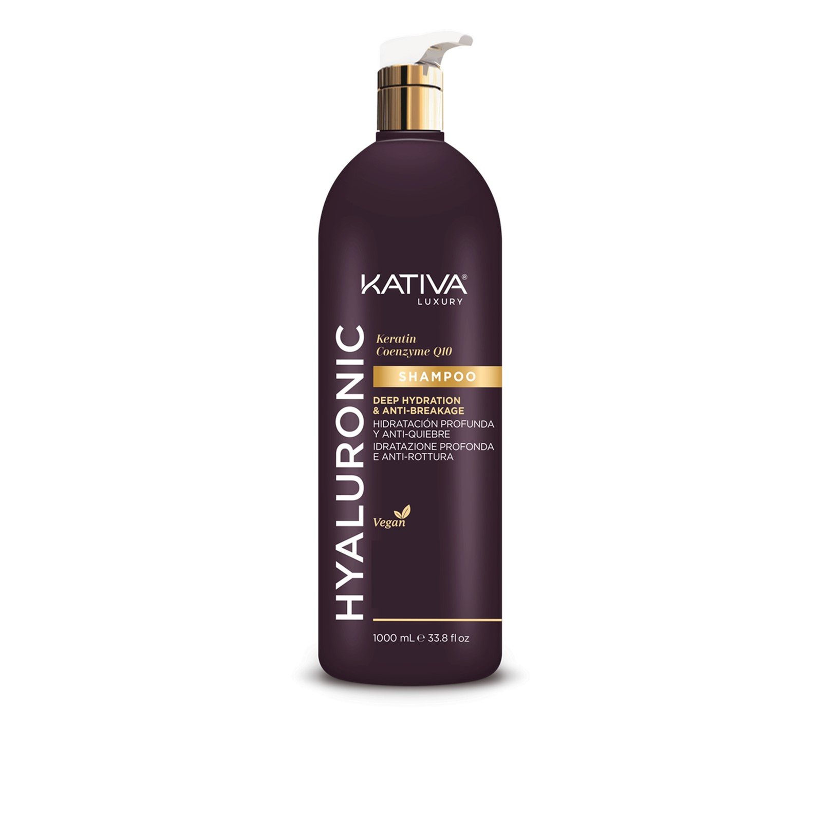 Kativa Luxury Hyaluronic Deep Hydration & Anti-Breakage Shampoo 1L (33.8 fl oz)